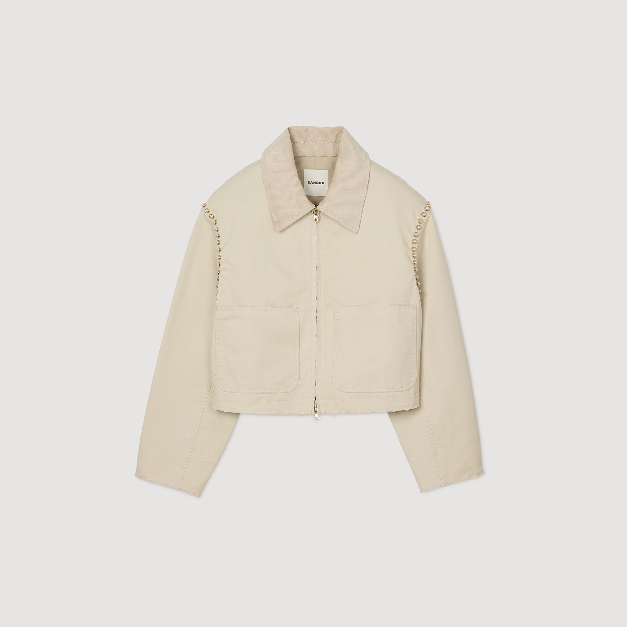 Jacket with beaded details white / beige For Women | Sandro
