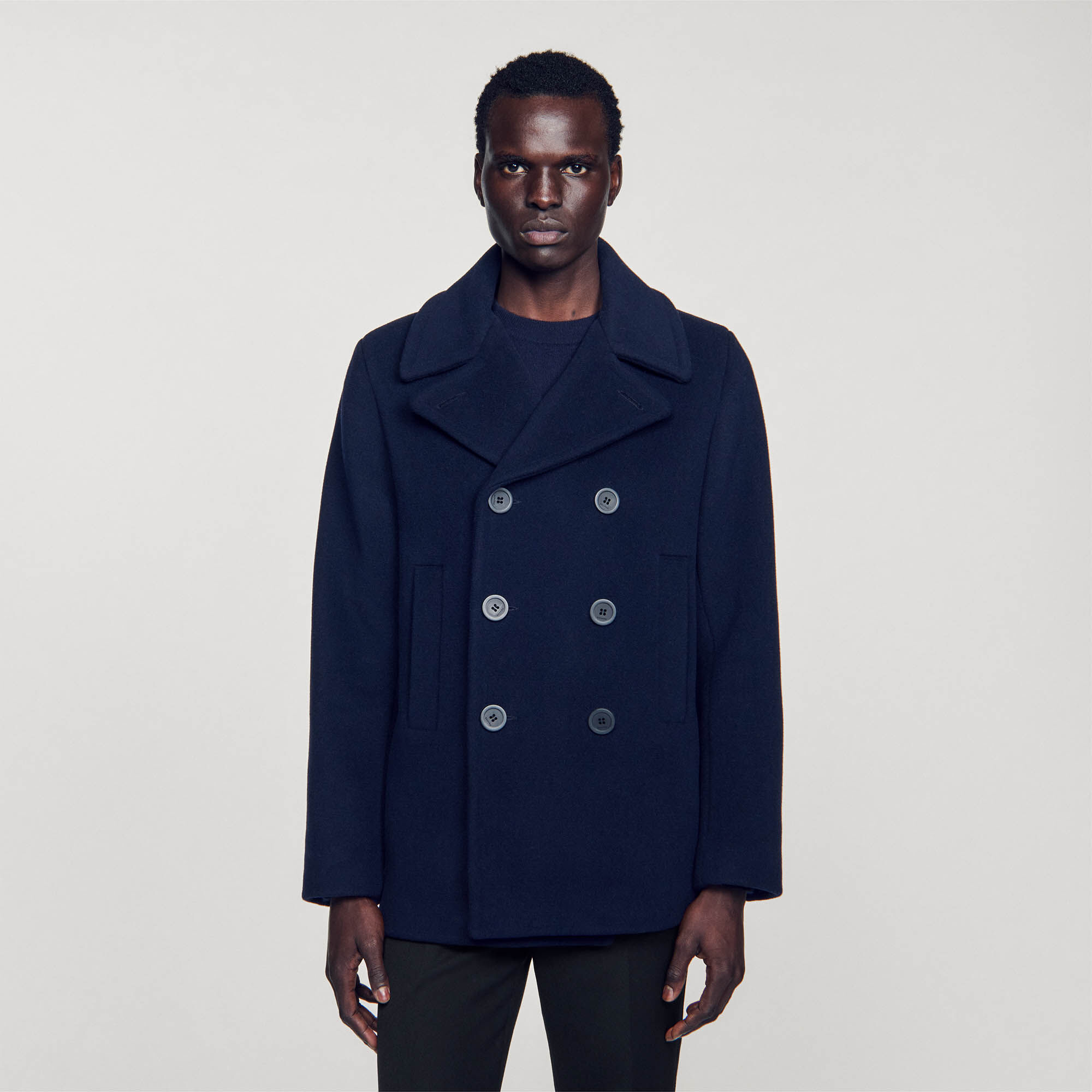 Straight-fit wool-blend coat
