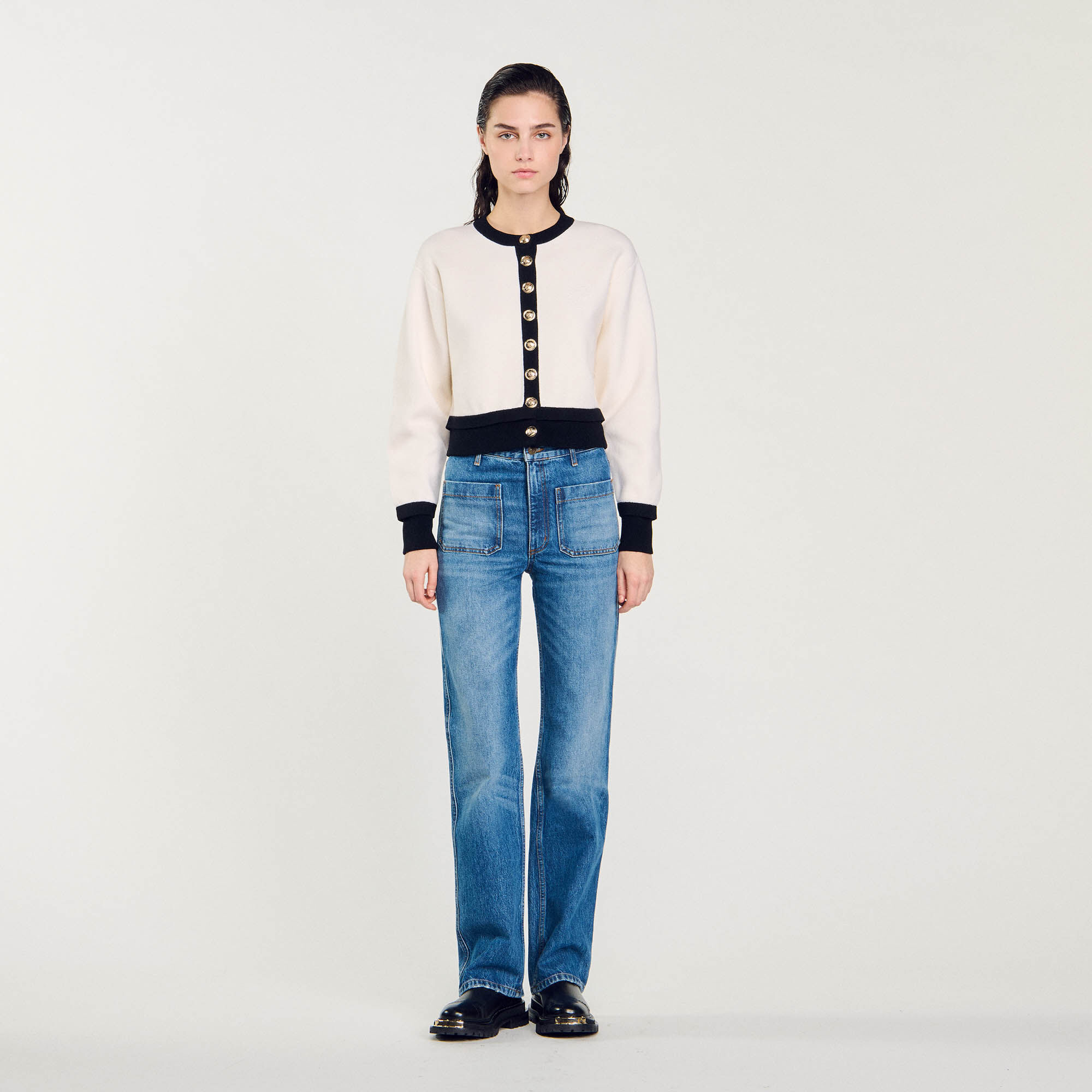 Knit cardigan white / beige For Women | Sandro Paris Knit cardigan white / beige For Women | Sandro Paris