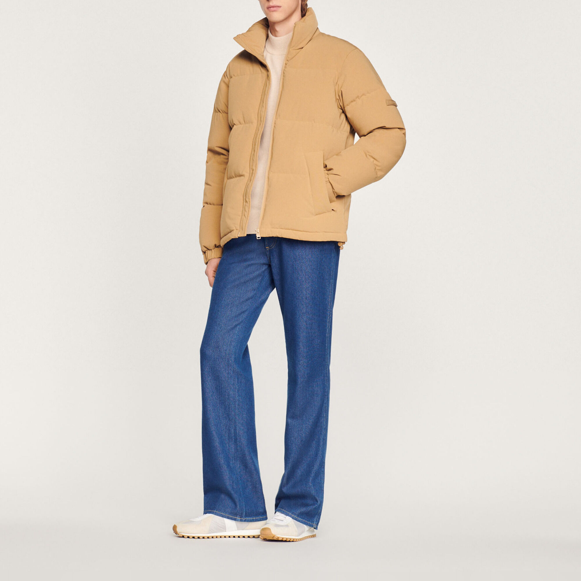 Oversized technical fabric padded jacket