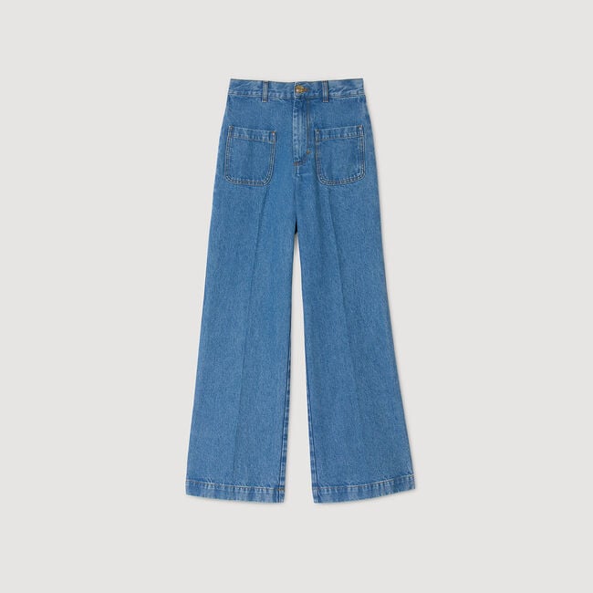 Wide-leg high-rise jeans