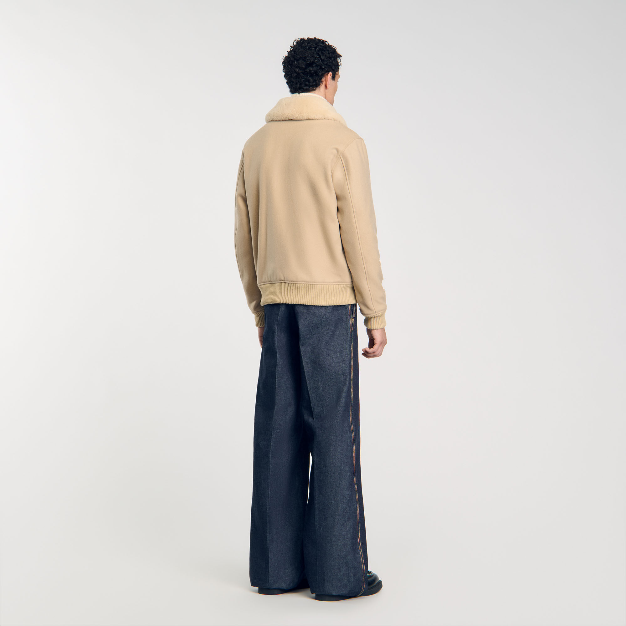 Zip-up jacket white / beige for Men | Sandro Paris
