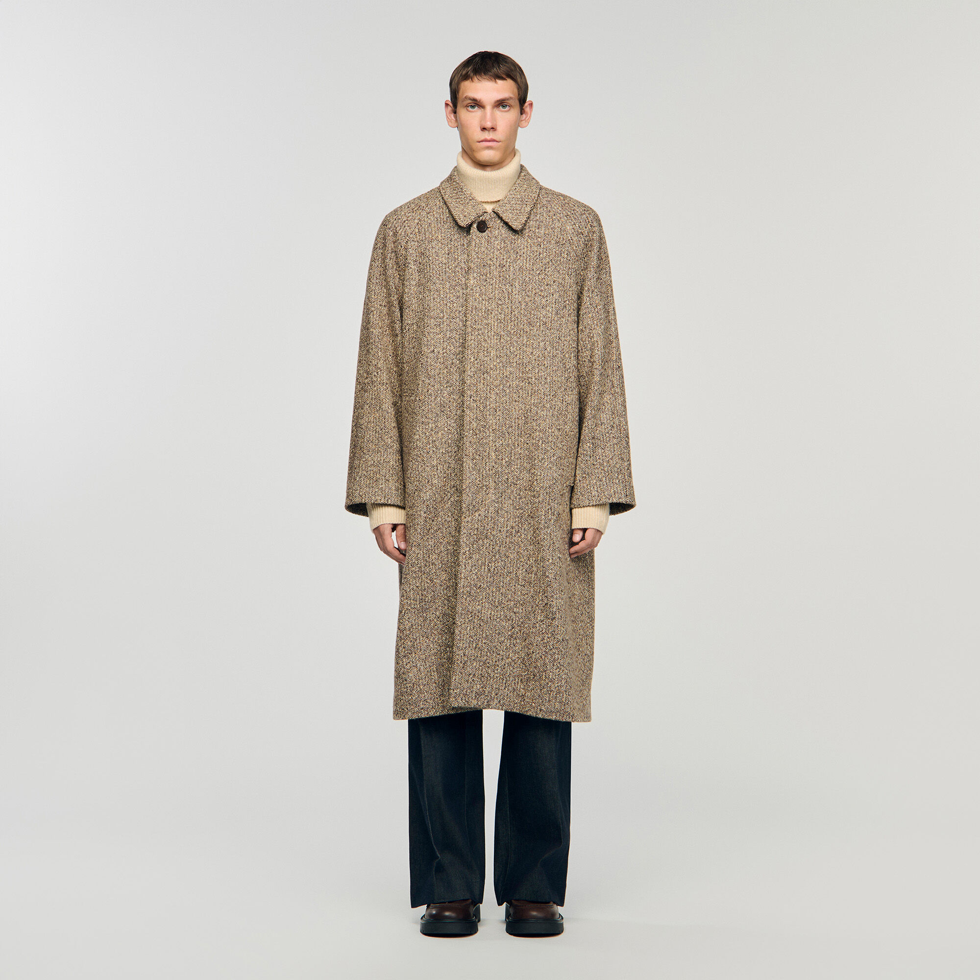 Oversized wool coat brown for Men | Sandro Paris