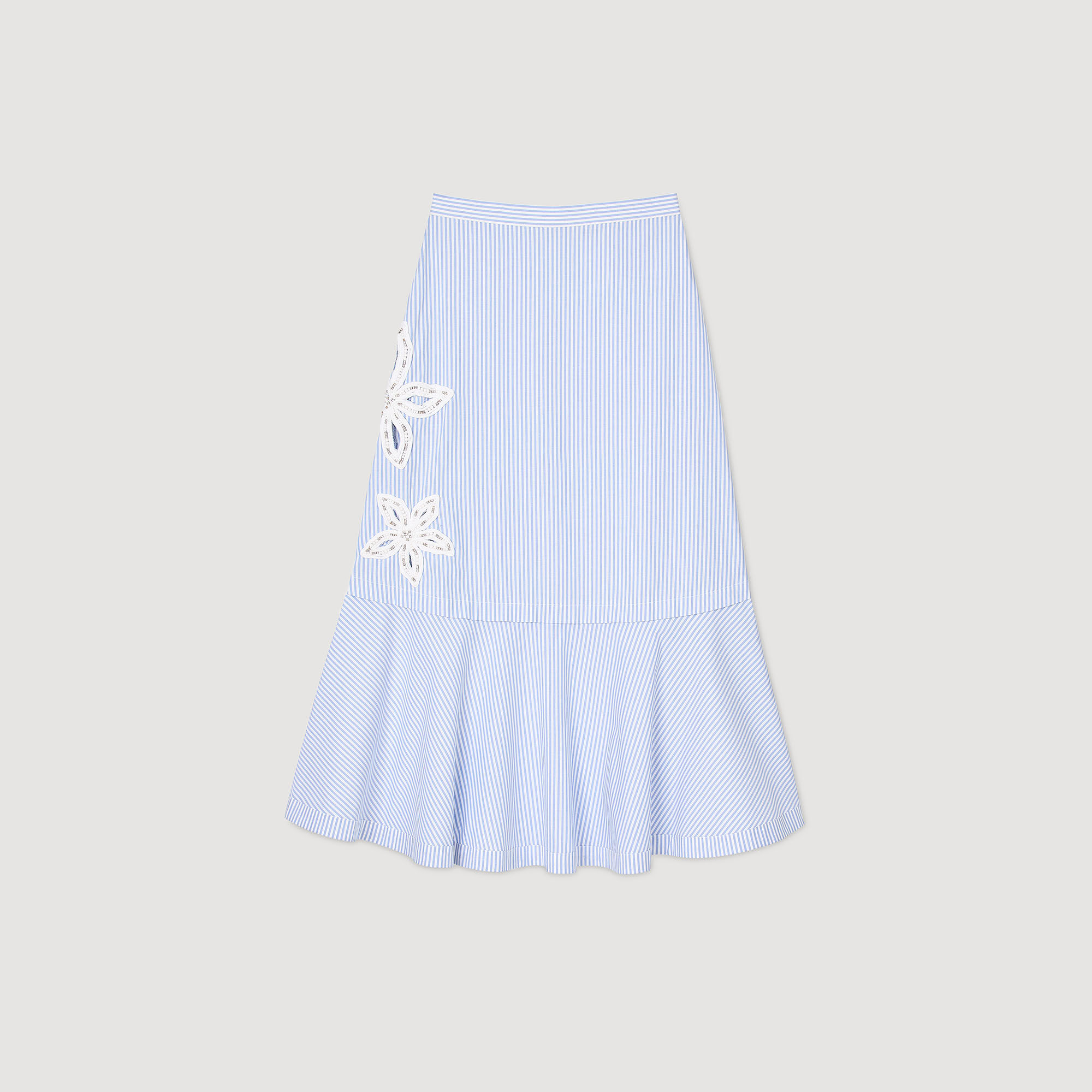 【海外限定】Sandroコットンスカート☆Stripe-Print Pleated Str Short striped pleated skirt blue For Women | Sandro Paris