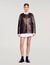 Long distressed leather jacket