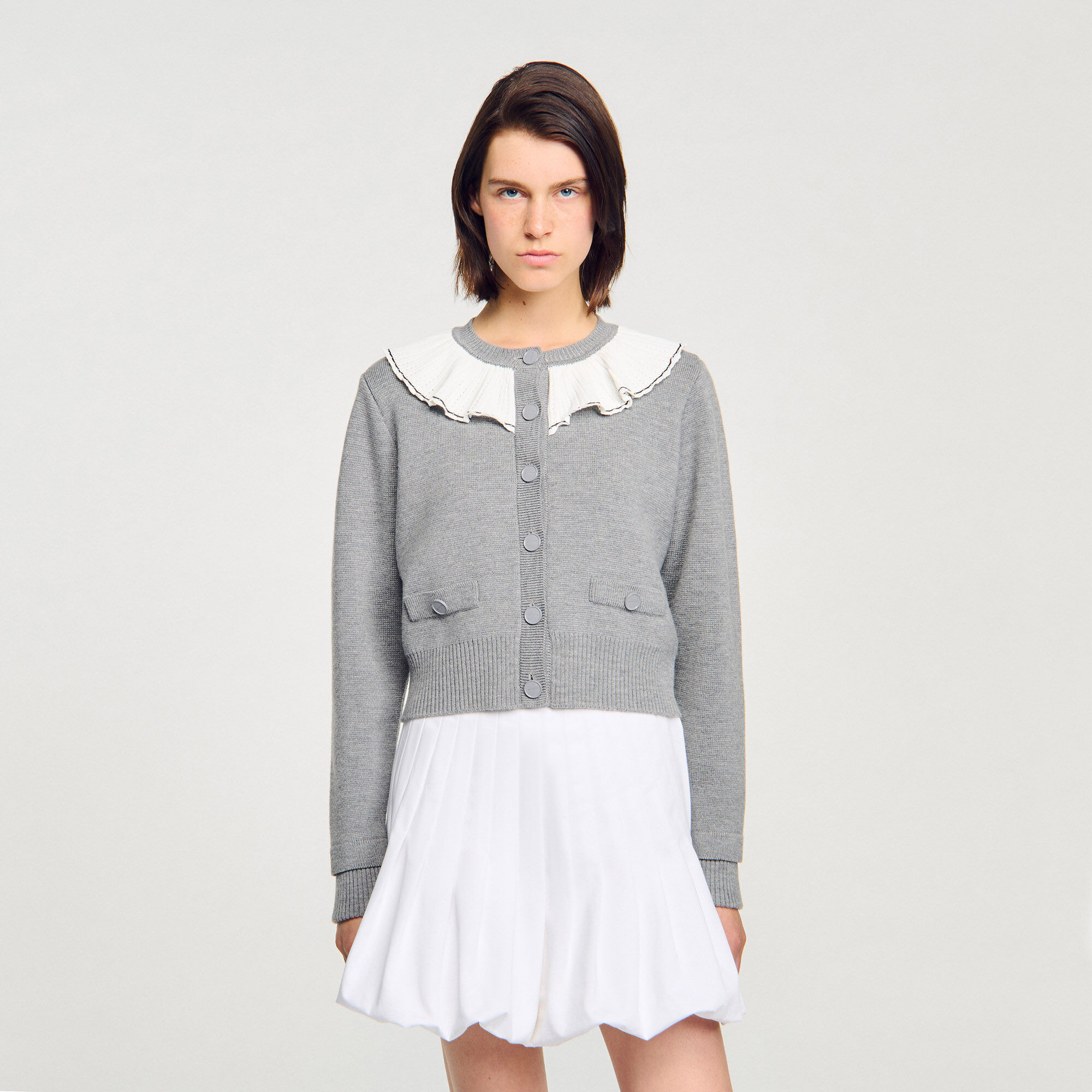 Cardigan with contrast collar
