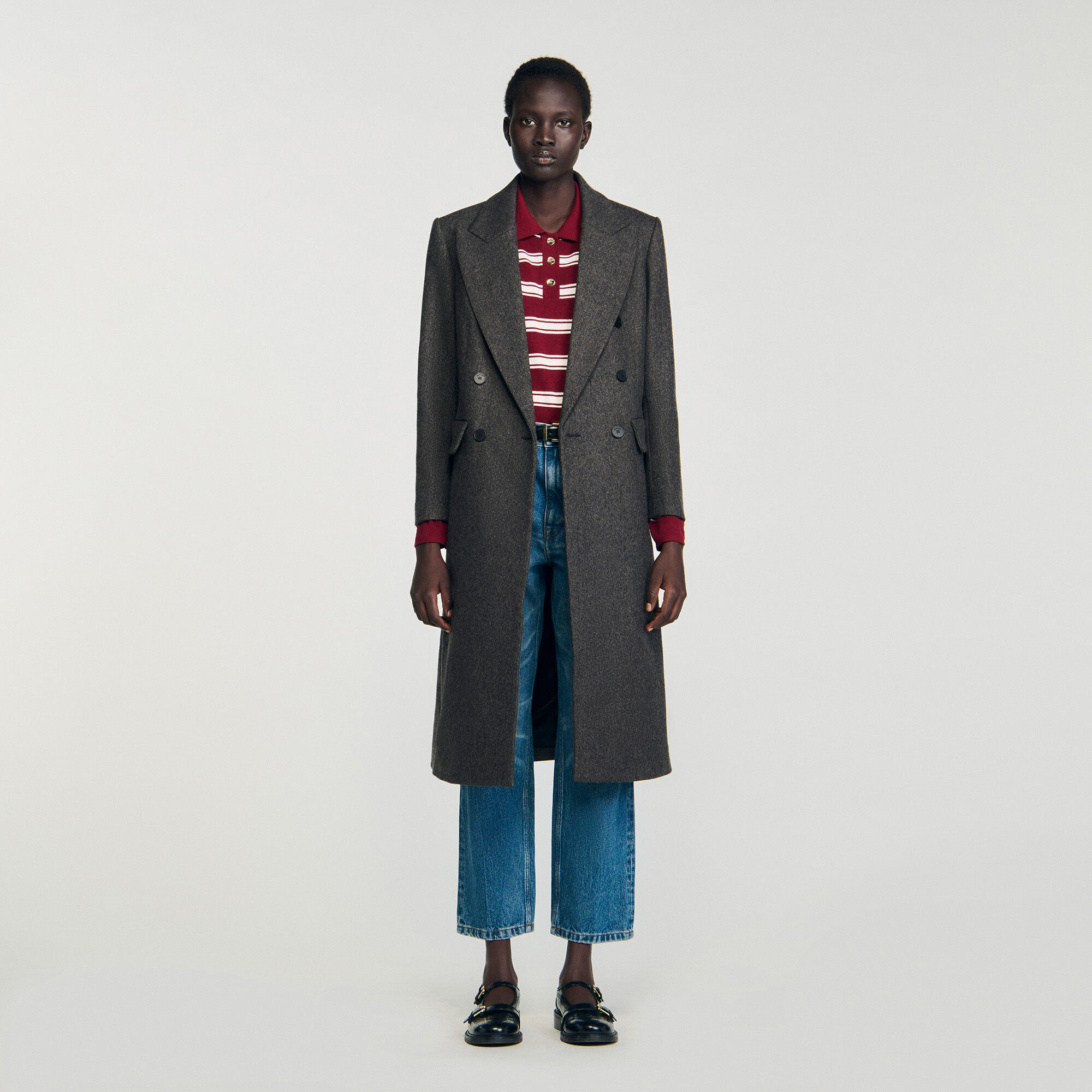 Fitted double-breasted coat