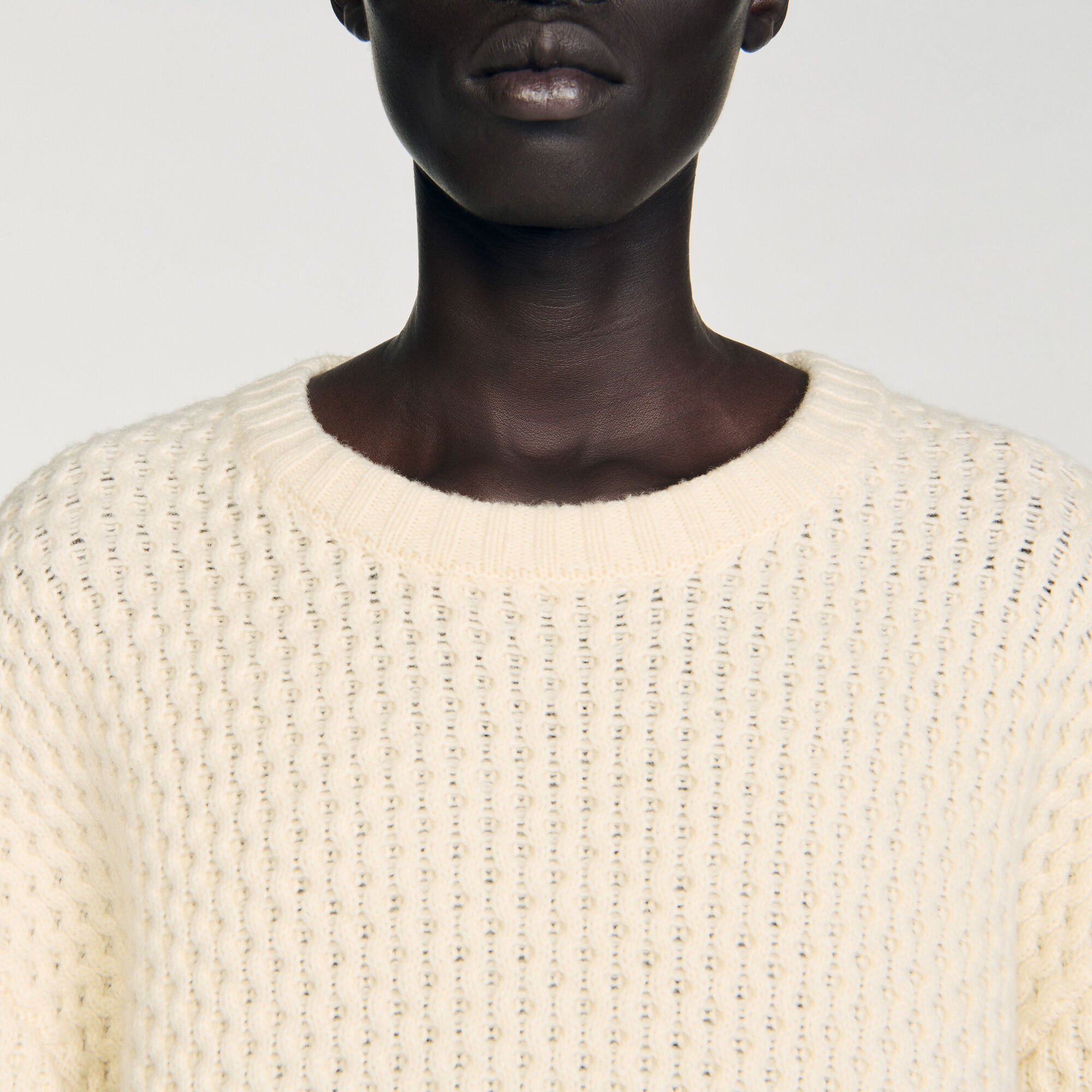 Honeycomb stitch wool jumper