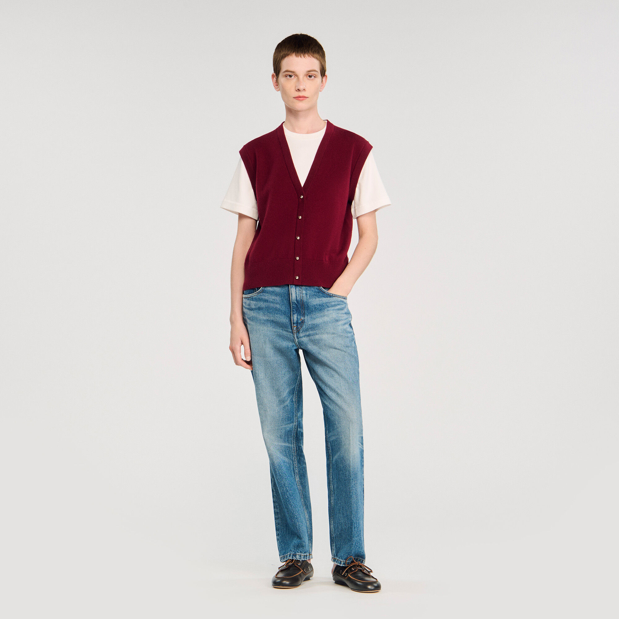 Two-tone wool and cashmere jumper