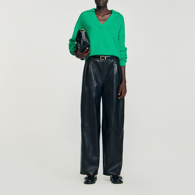 Wide-leg leather trousers - Women | Sandro
