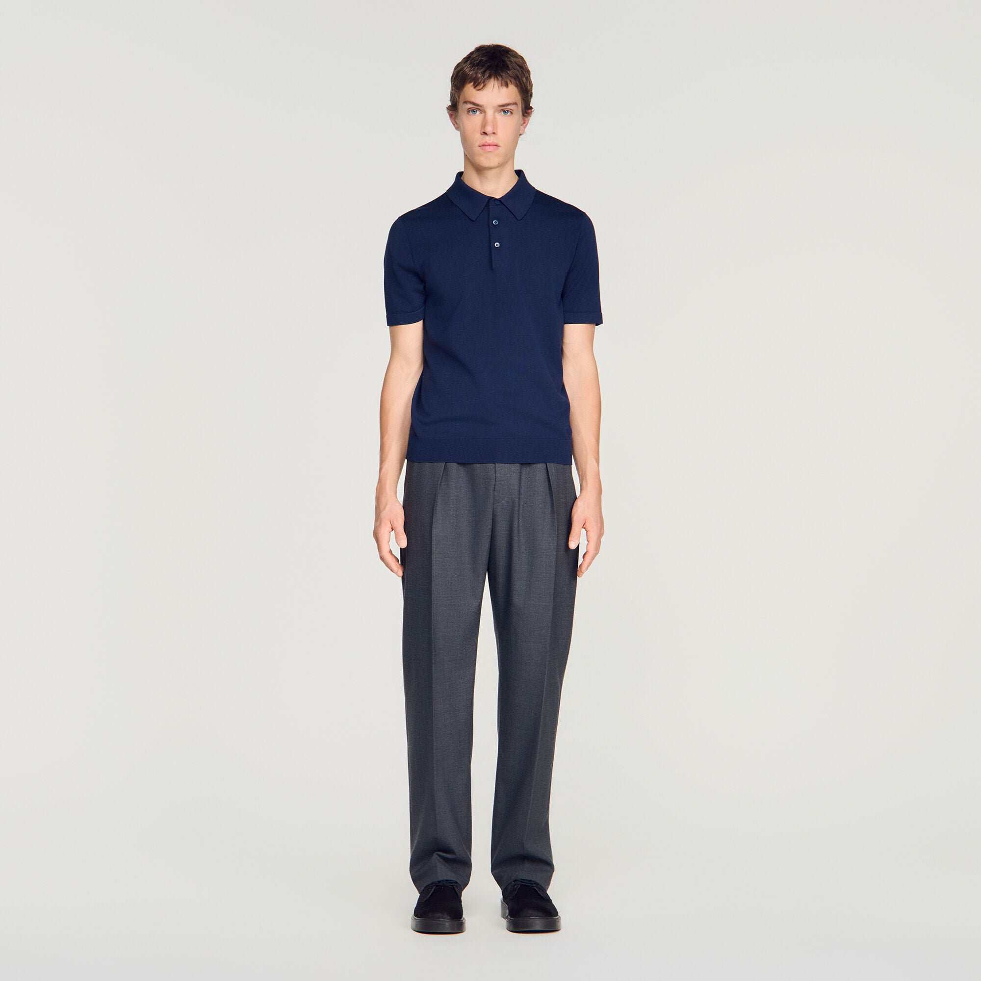 Cotton and silk polo shirt