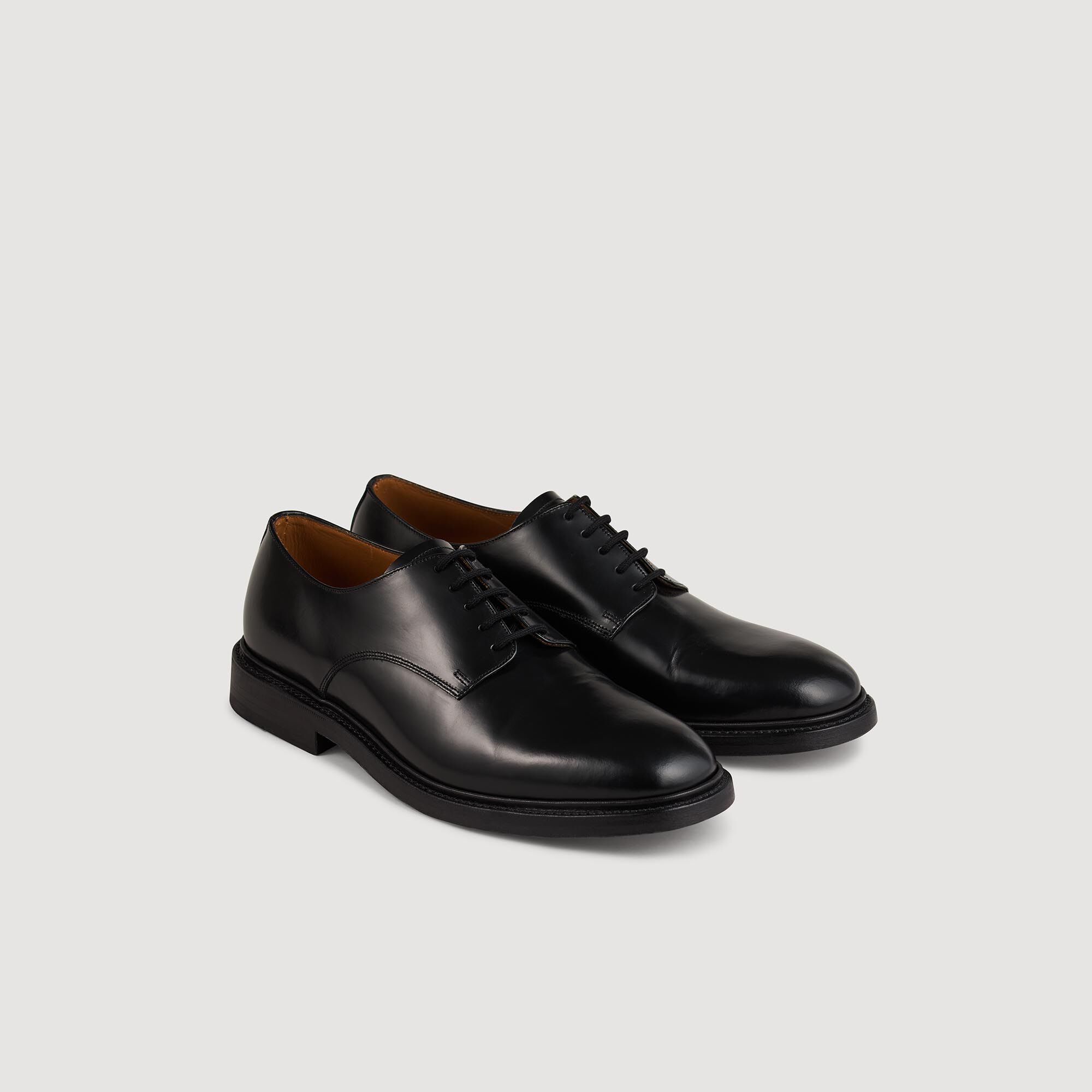 Glazed leather derbies