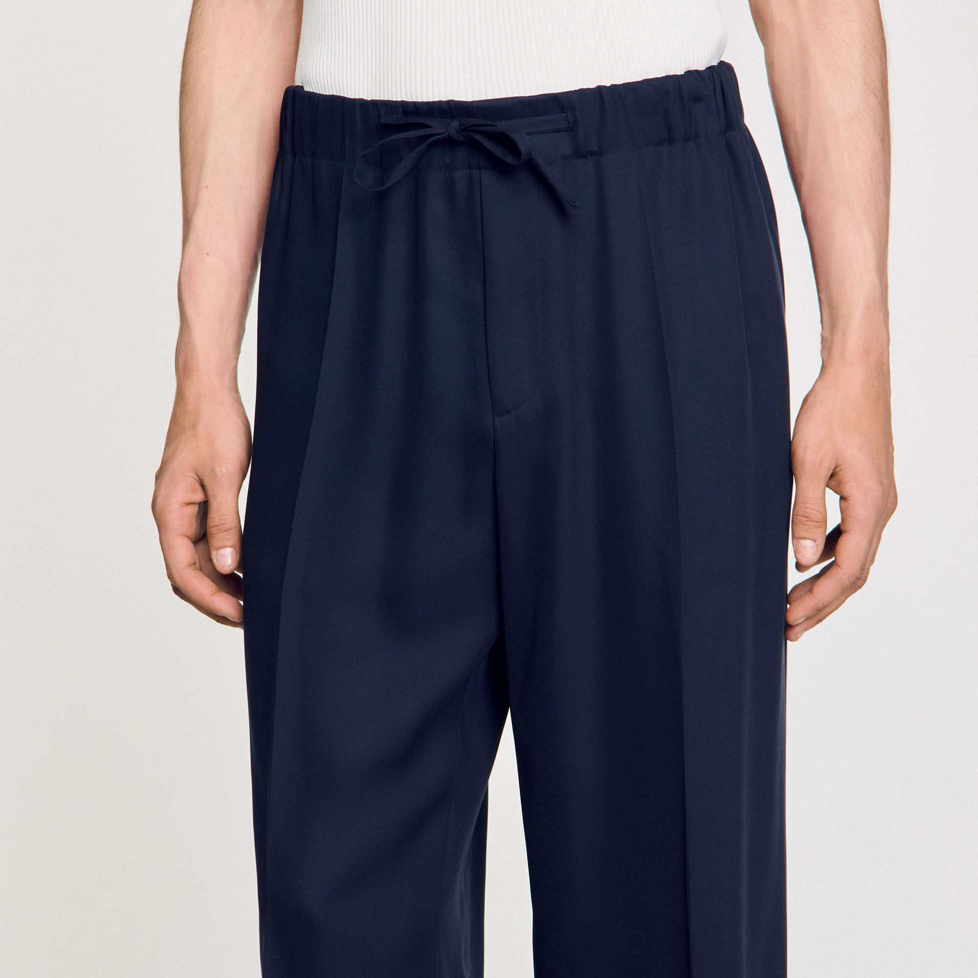 Elasticated wide-leg trousers