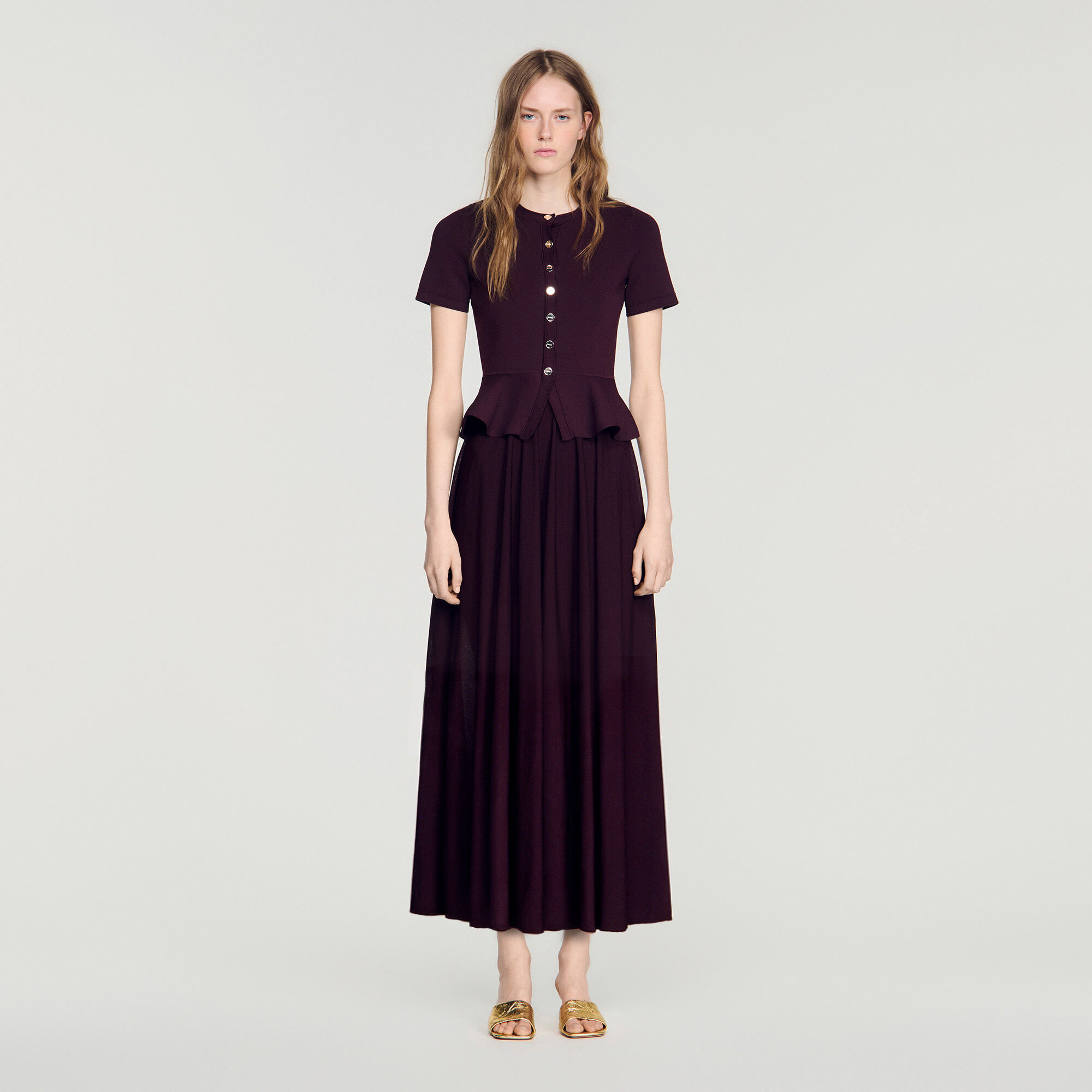 Knit maxi dress with peplum - Women | Sandro