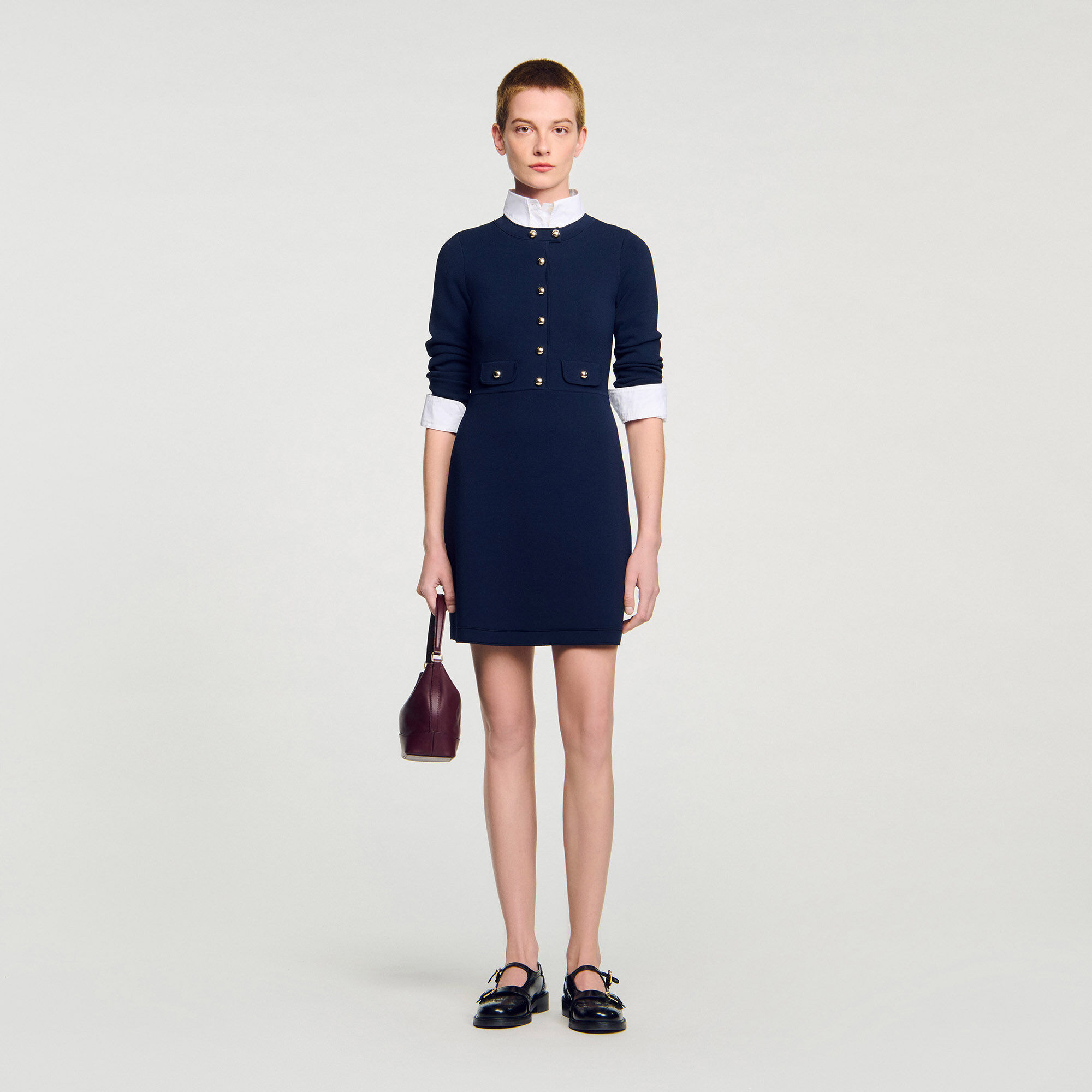 Short button-up knit dress