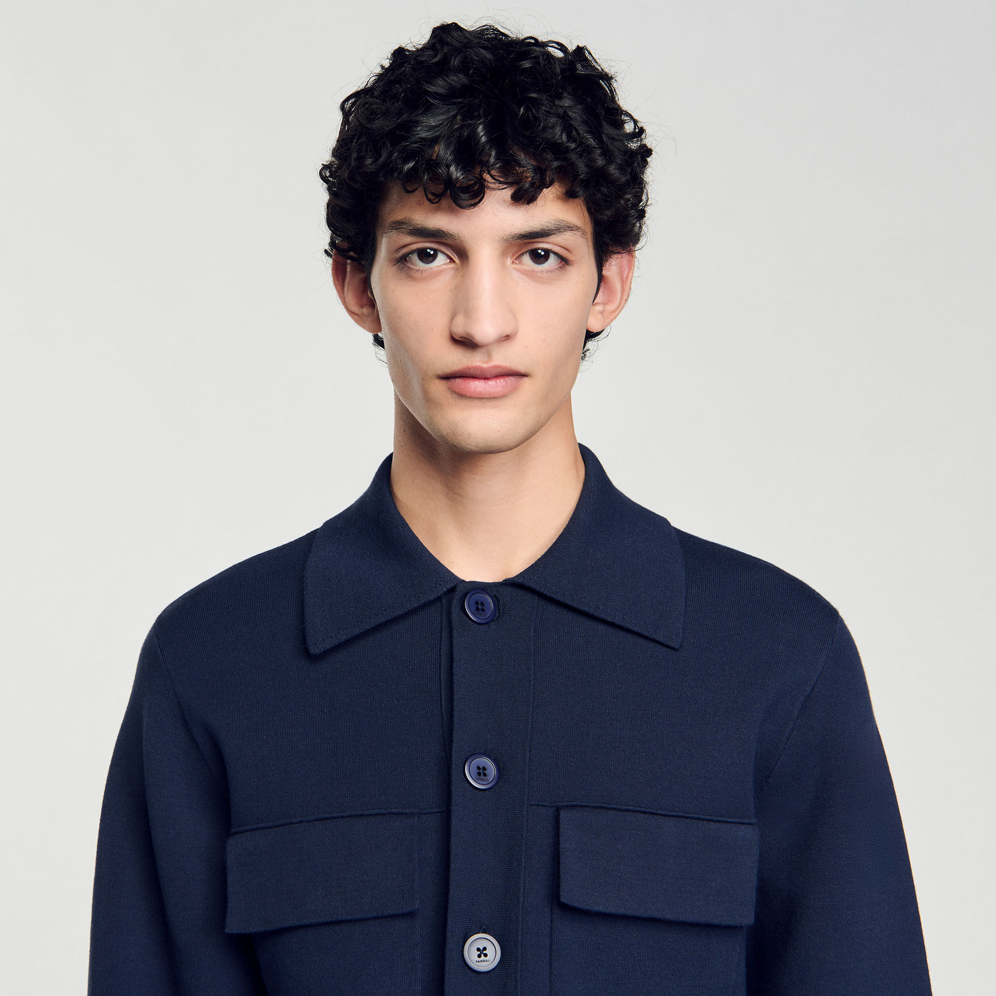Knit jacket blue for Men | Sandro Paris