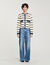 Stripy cardigan with denim details