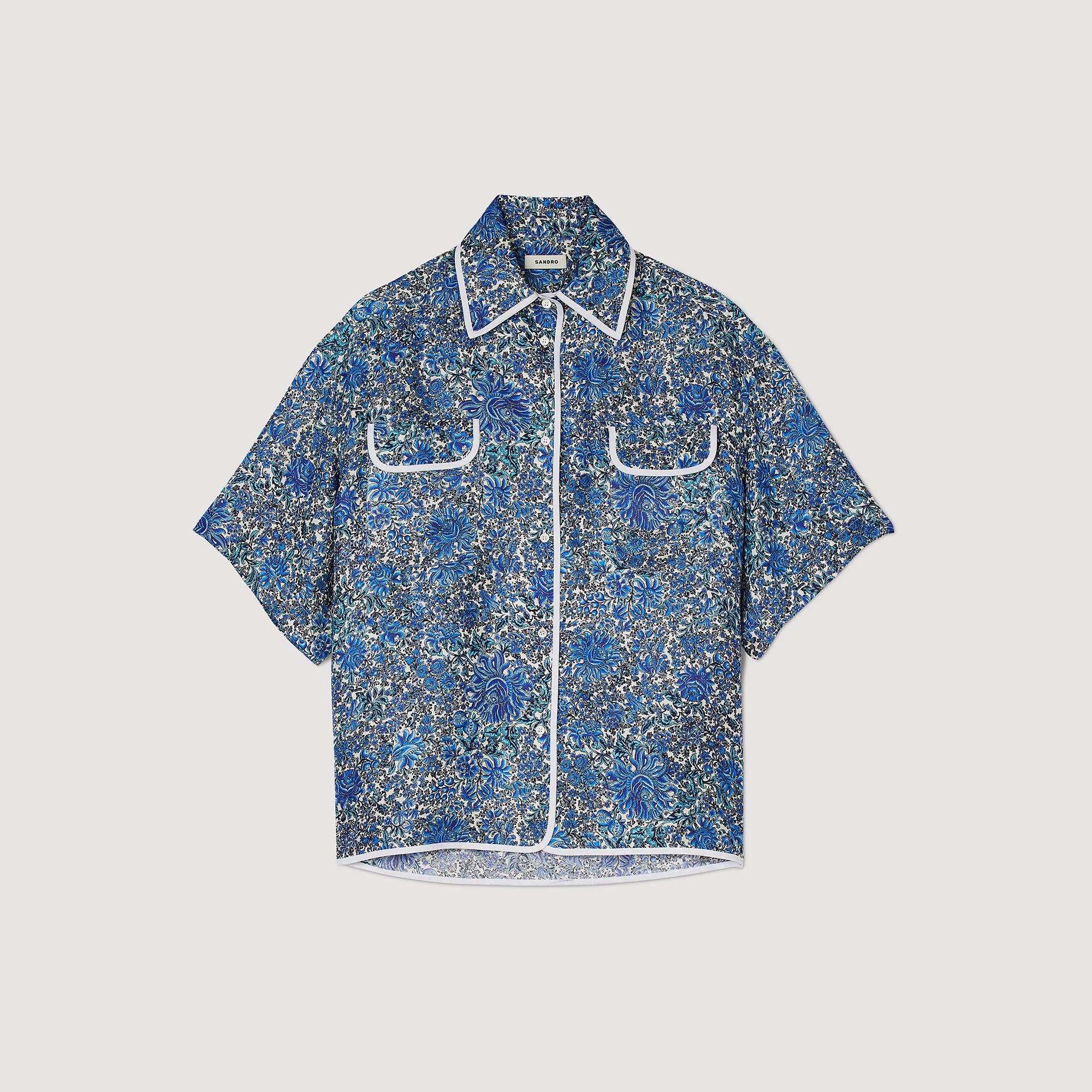 Oversize floral silk shirt