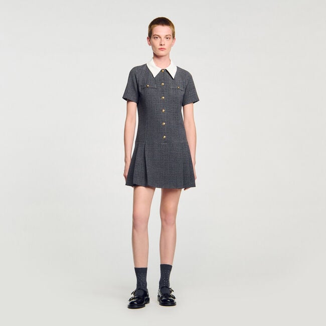 Short pleated dress with rhinestones