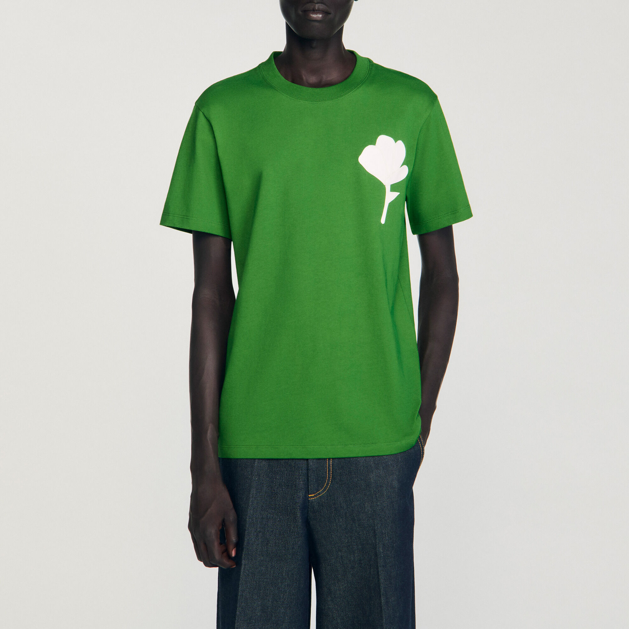 T-shirt with flower patch - Men | Sandro