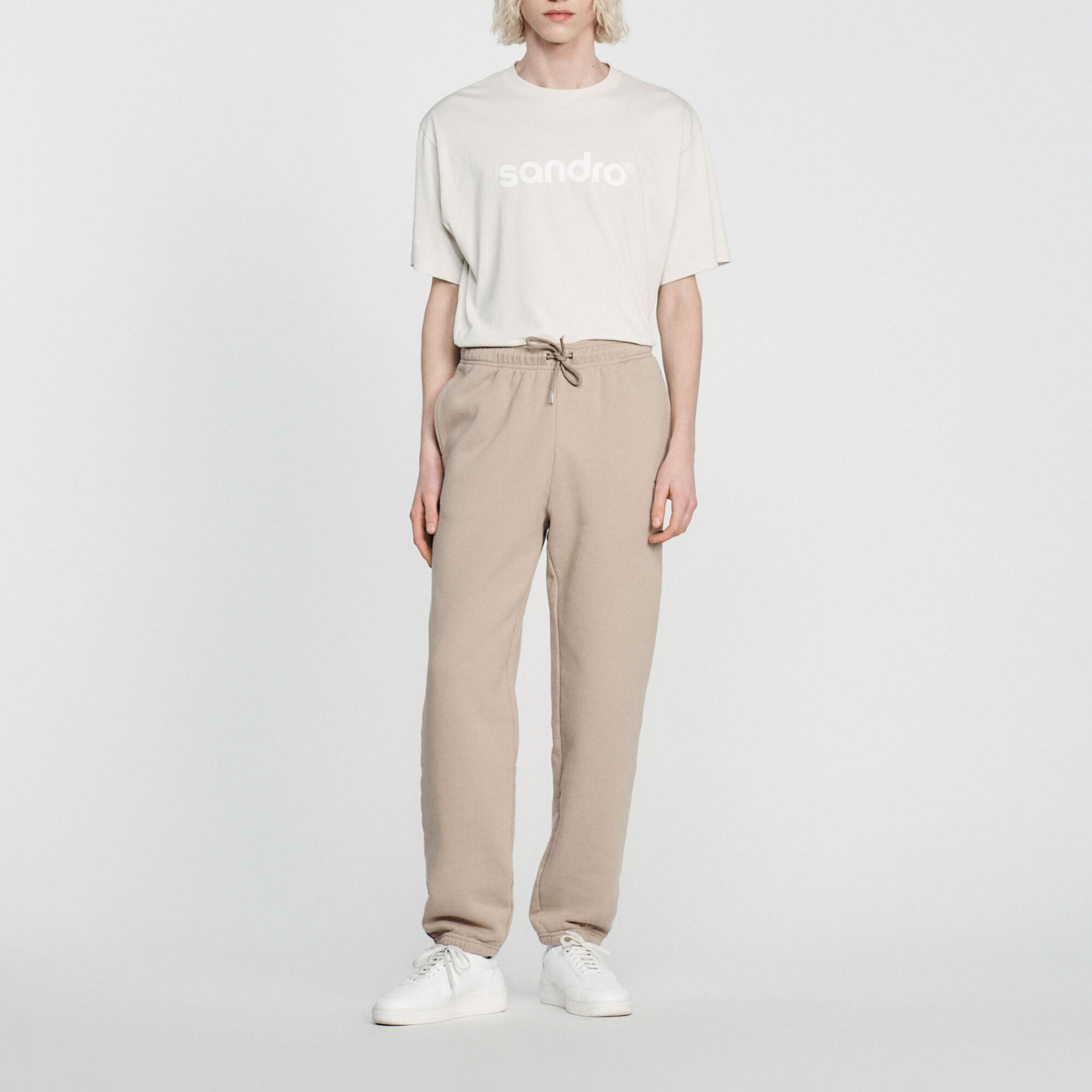 Embroidered fleece jogging bottoms