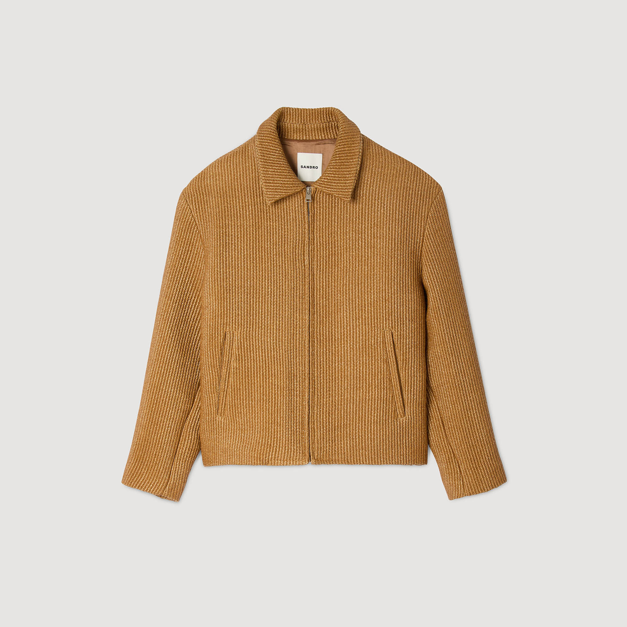 Woven raffia jacket brown for Men | Sandro Paris