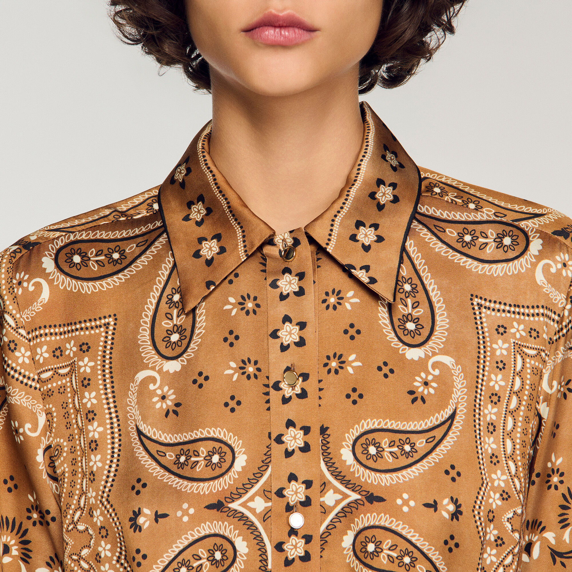 Bandana print cropped shirt brown For Women | Sandro Paris