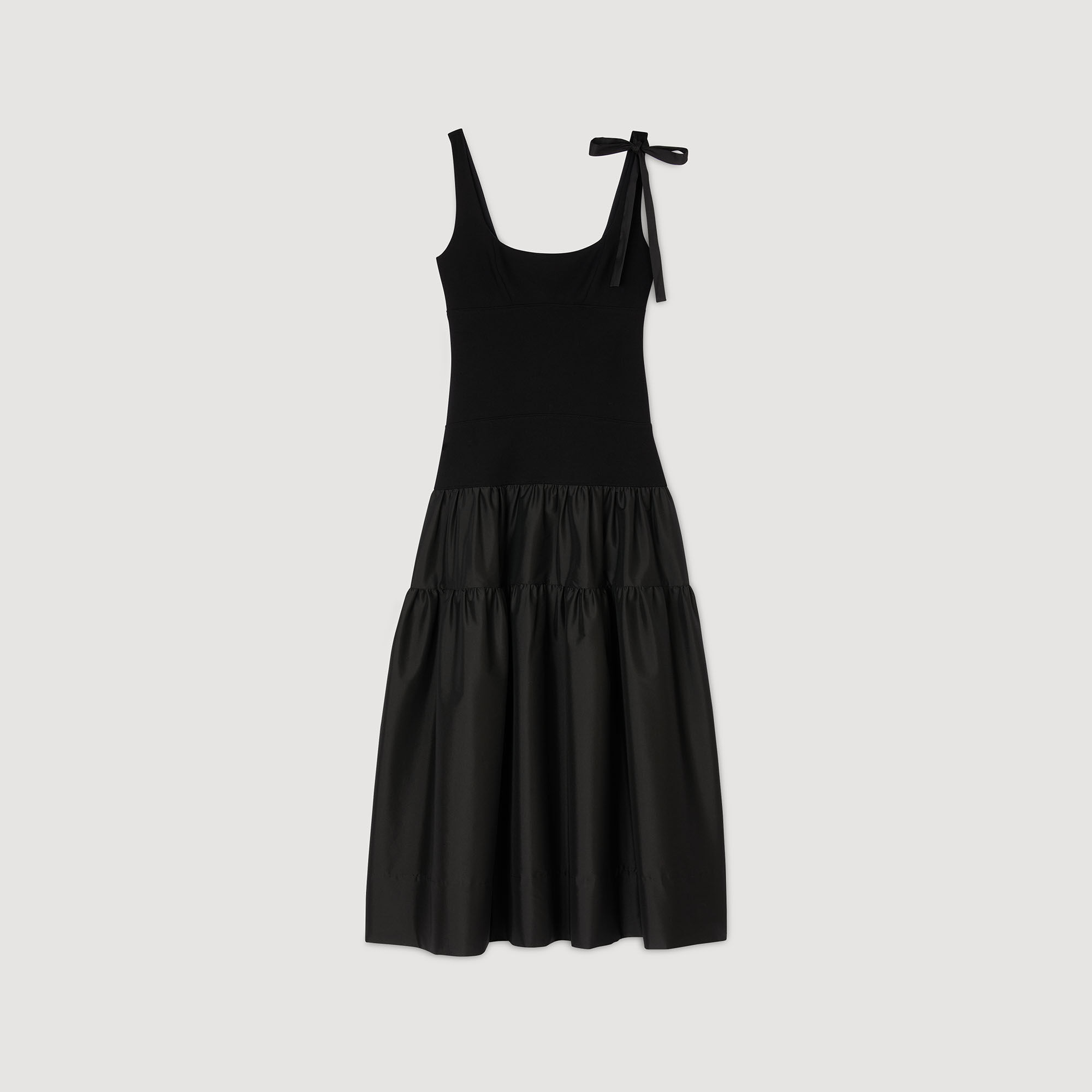 Long dual-material dress