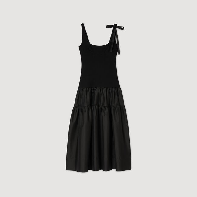 Long dual-material dress