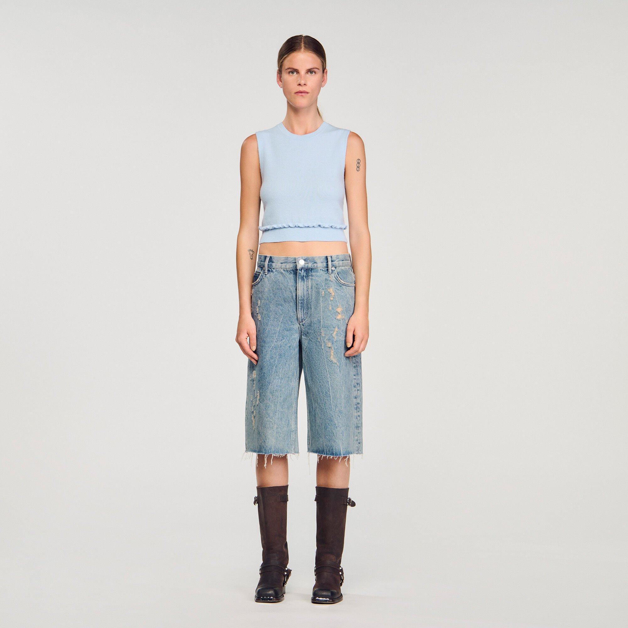 Ruffled cropped jumper