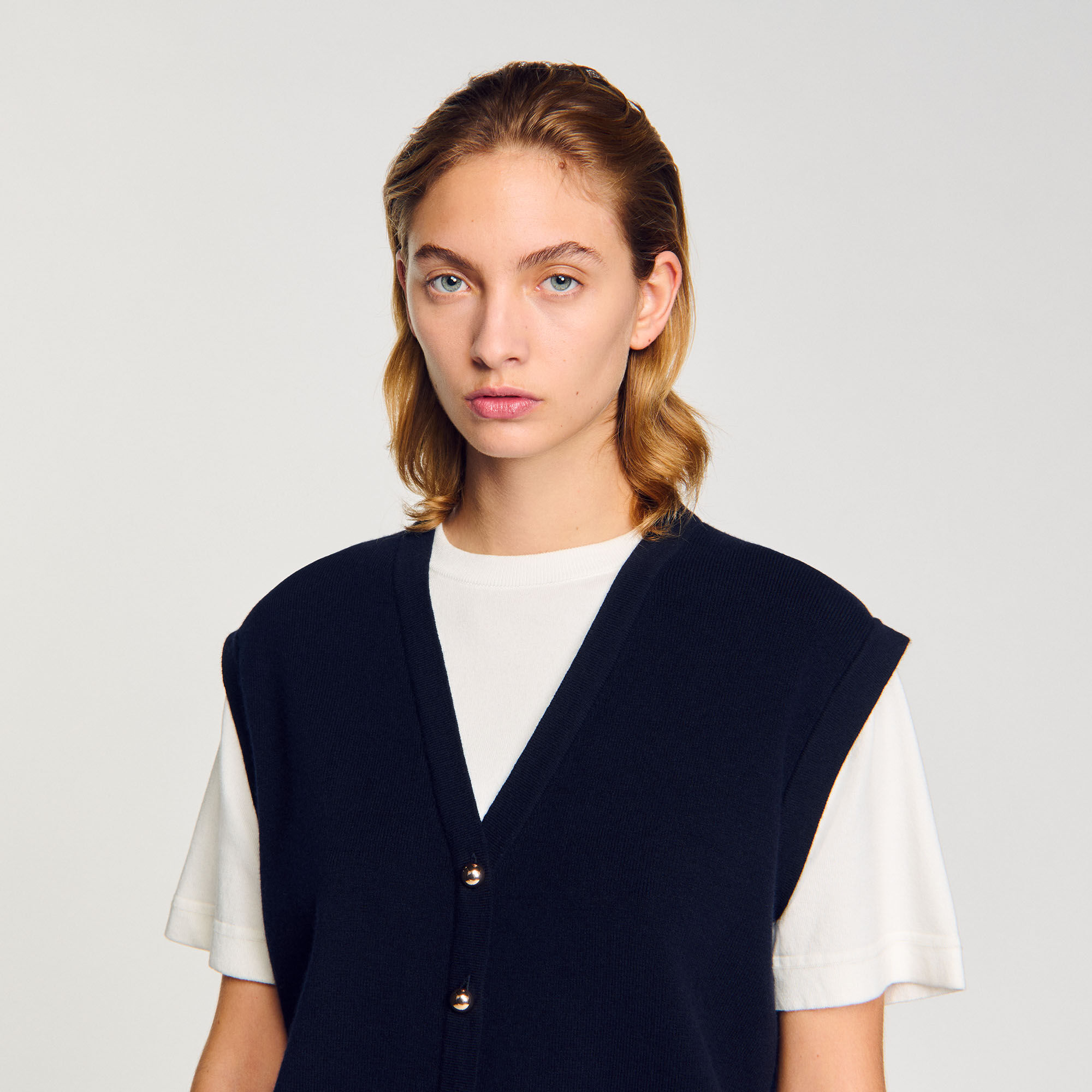 Two-tone wool and cashmere jumper