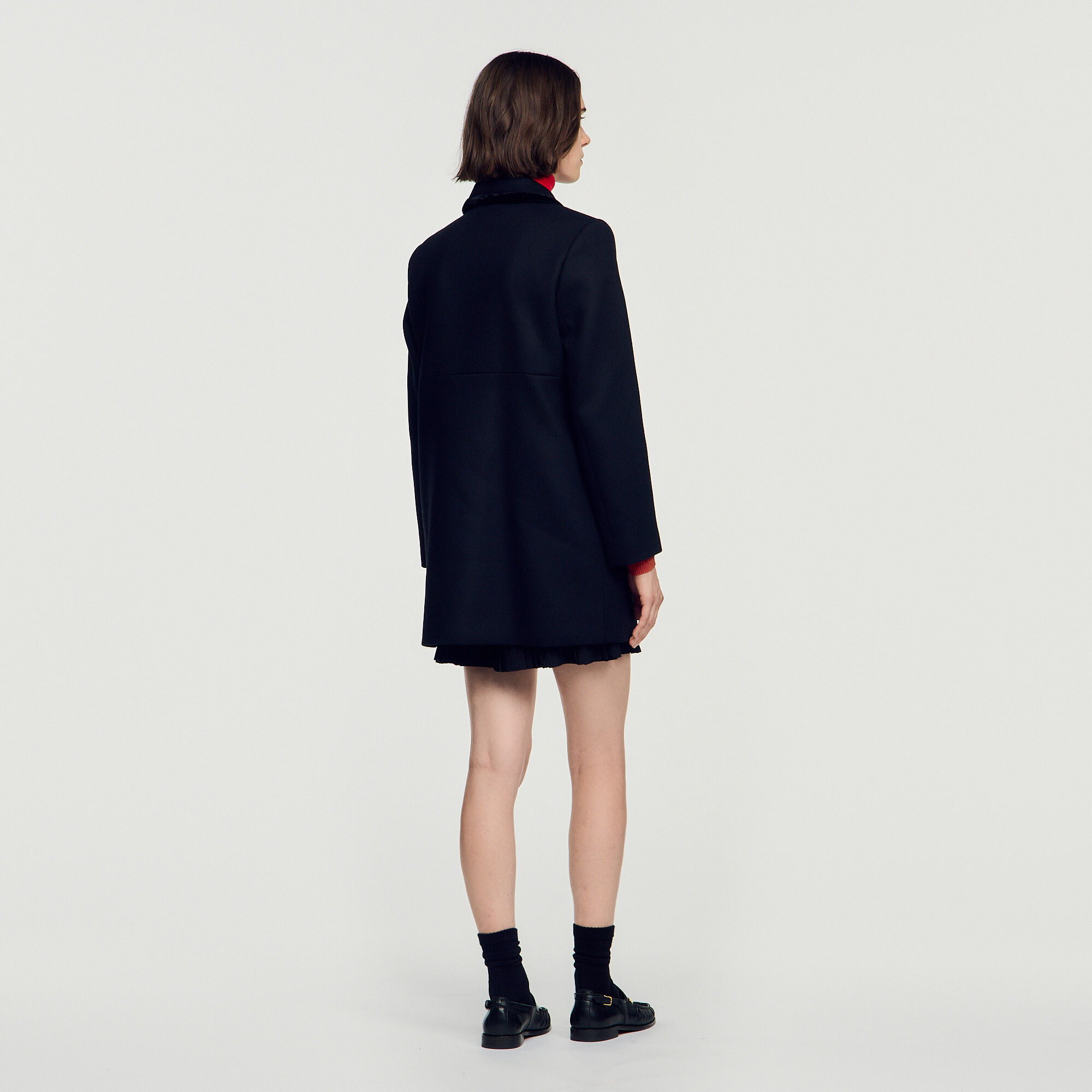 Mid-length coat with velvet collar - Women | Sandro