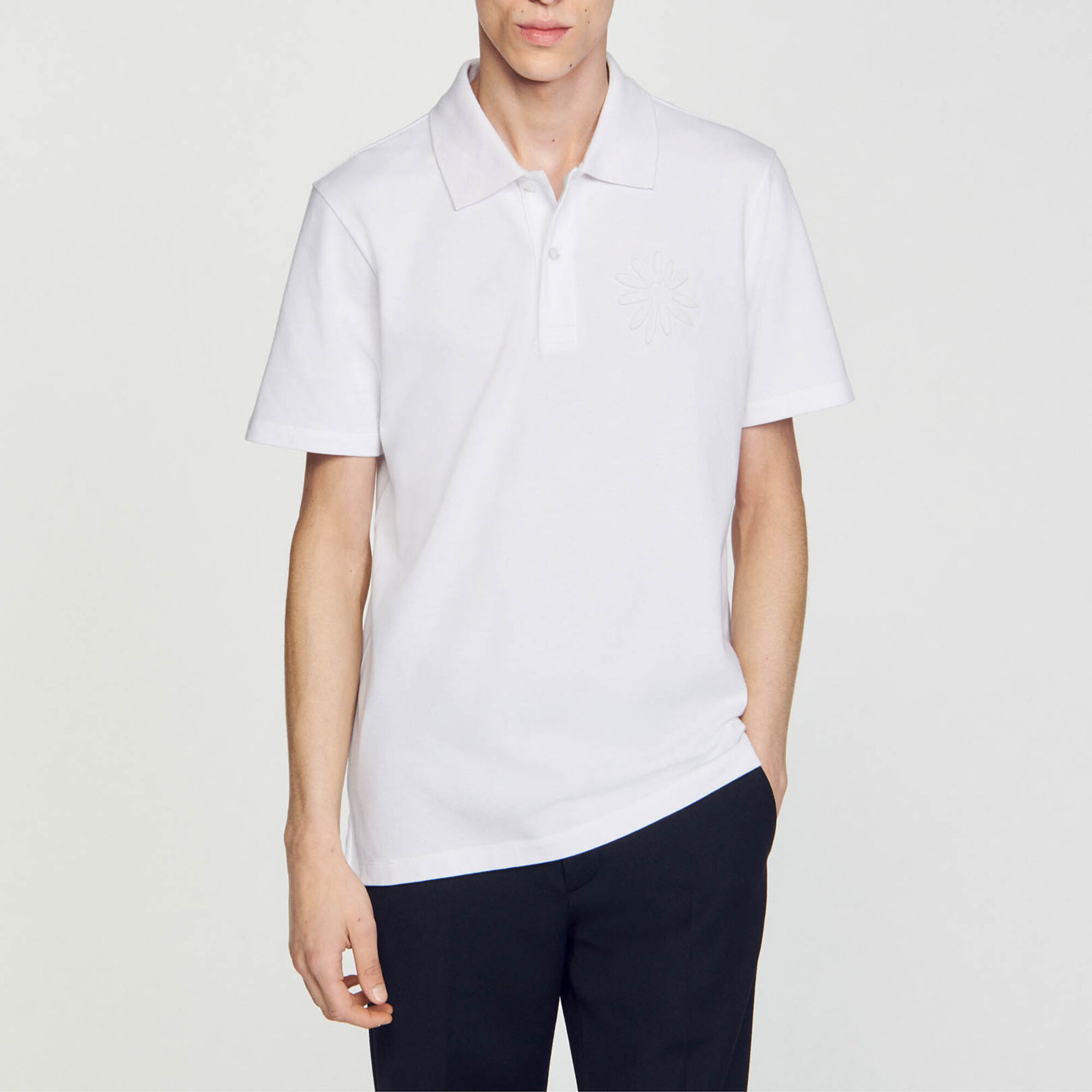 Cotton flower polo shirt