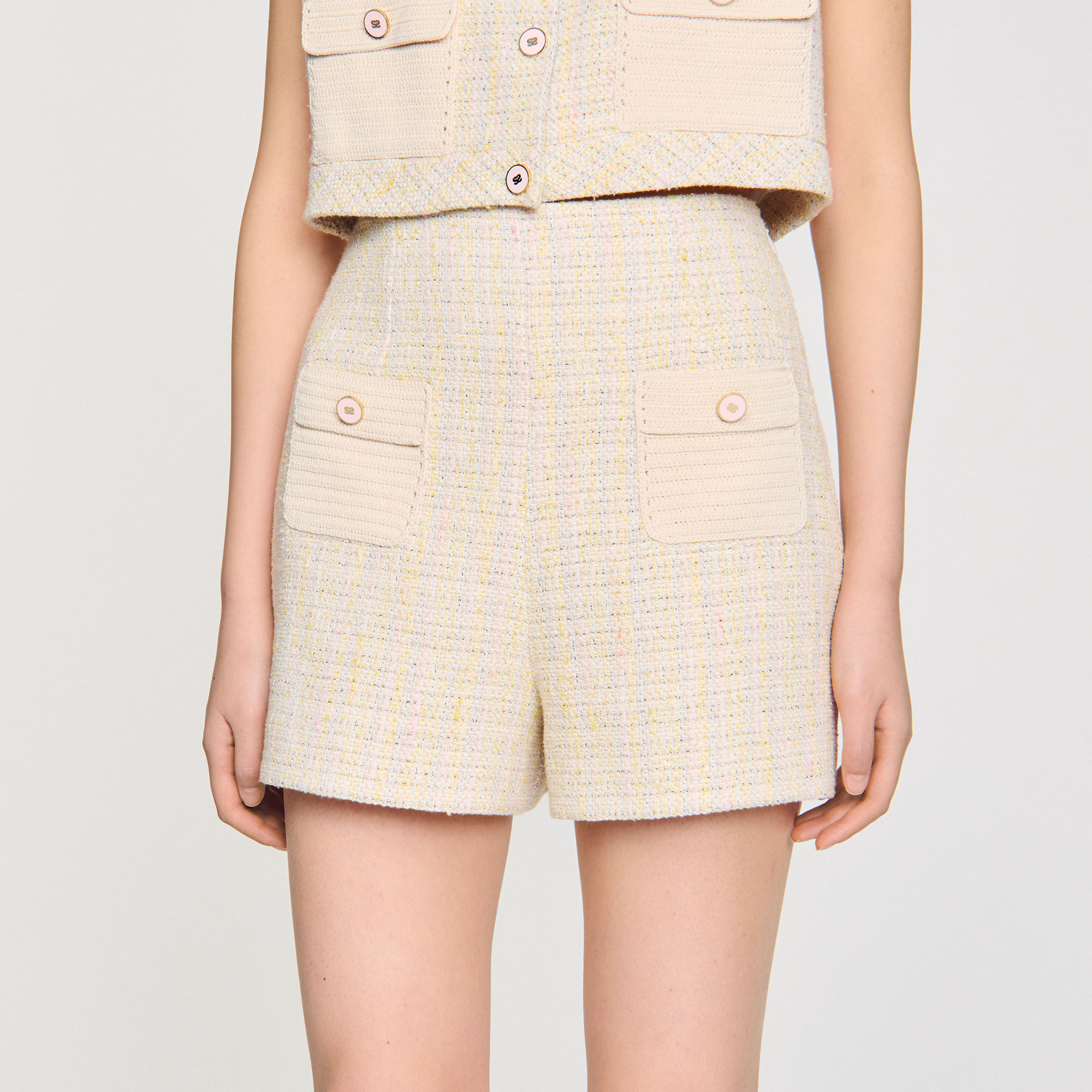 Decorative tweed shorts