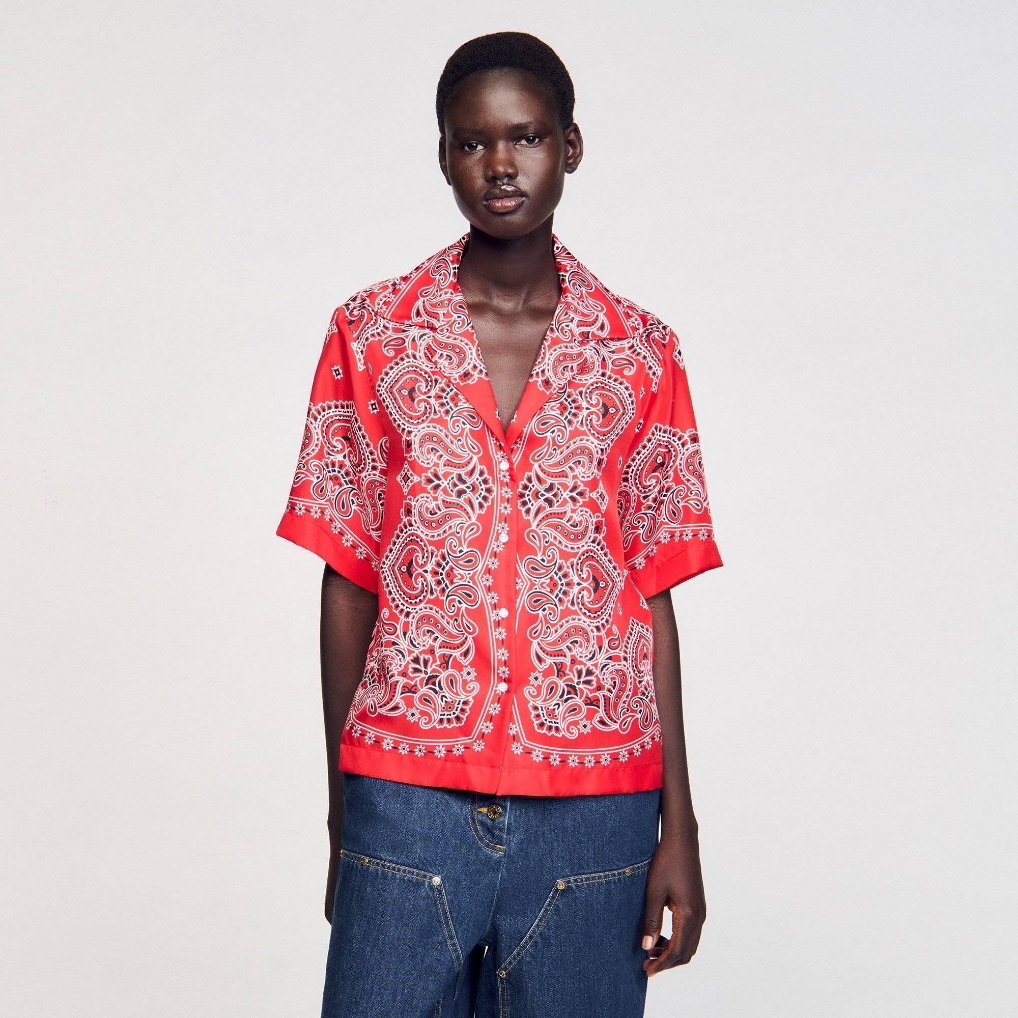 Bandana print silk shirt
