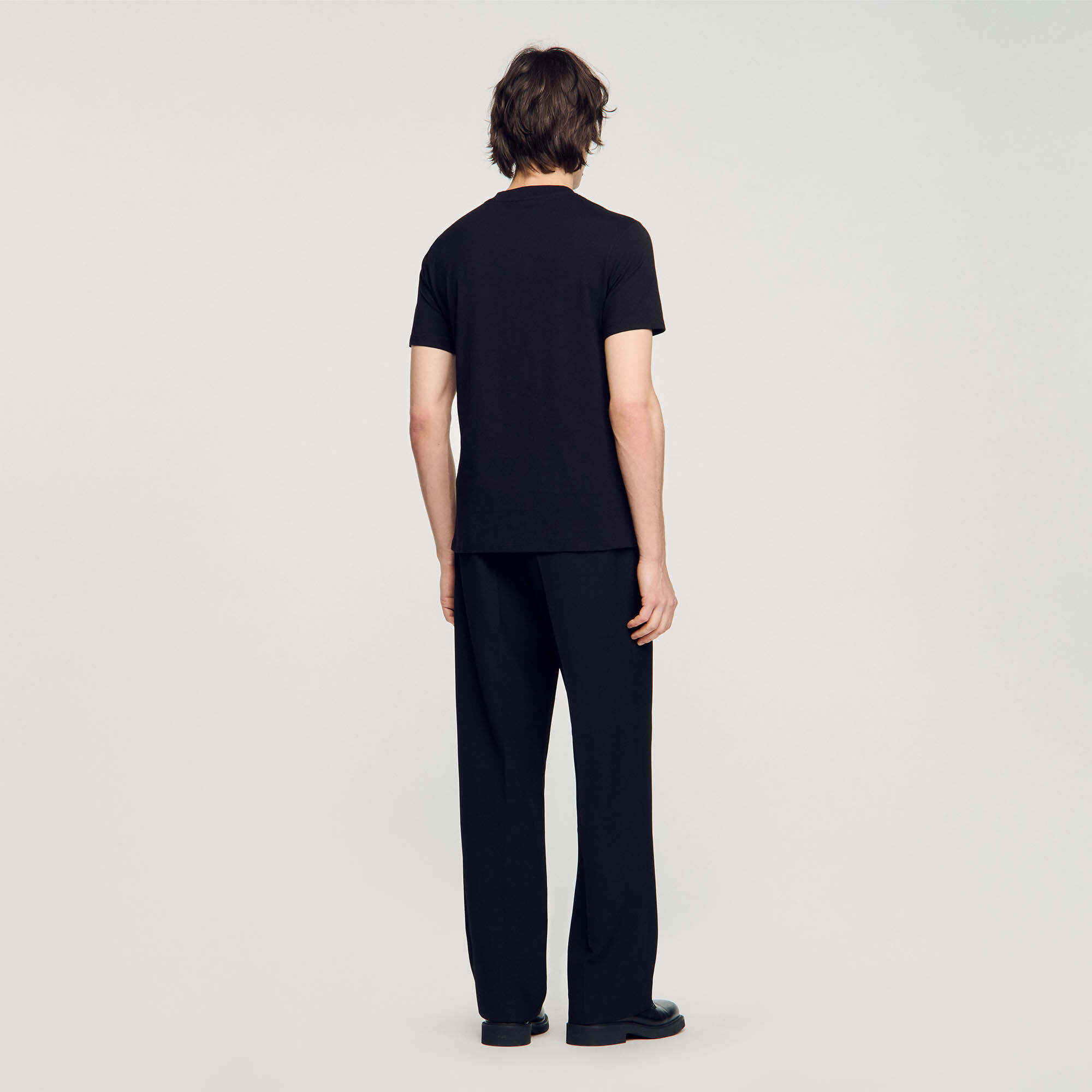 Short-sleeved T-shirt black / gray for Men | Sandro Paris