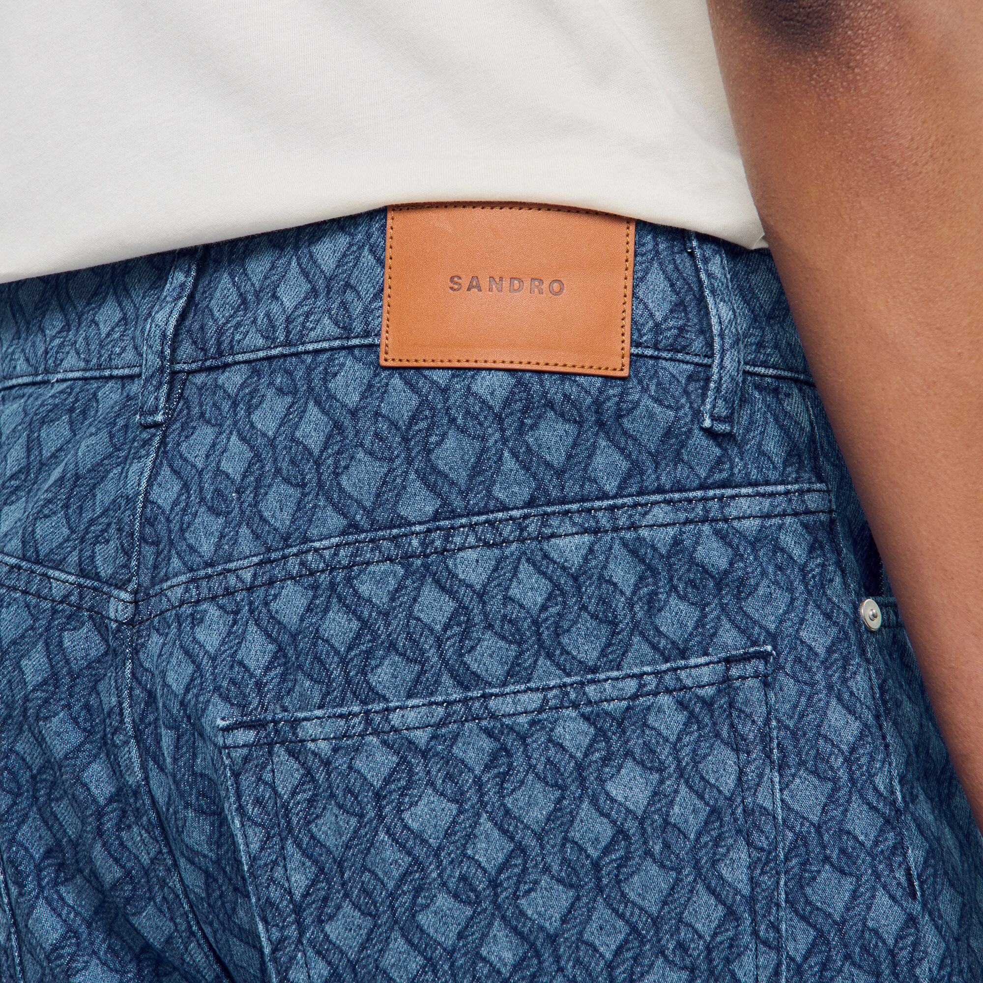 Rope pattern baggy jeans