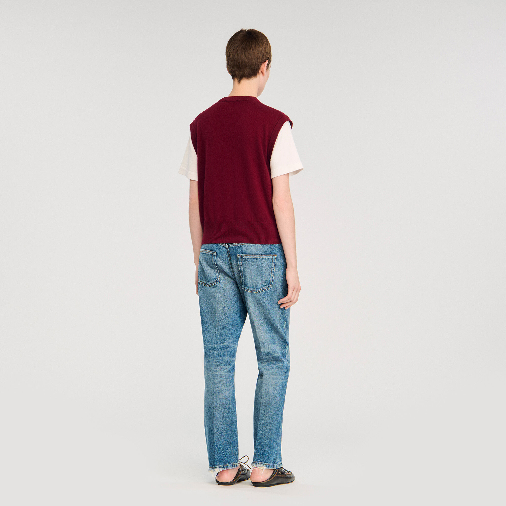 Two-tone wool and cashmere jumper