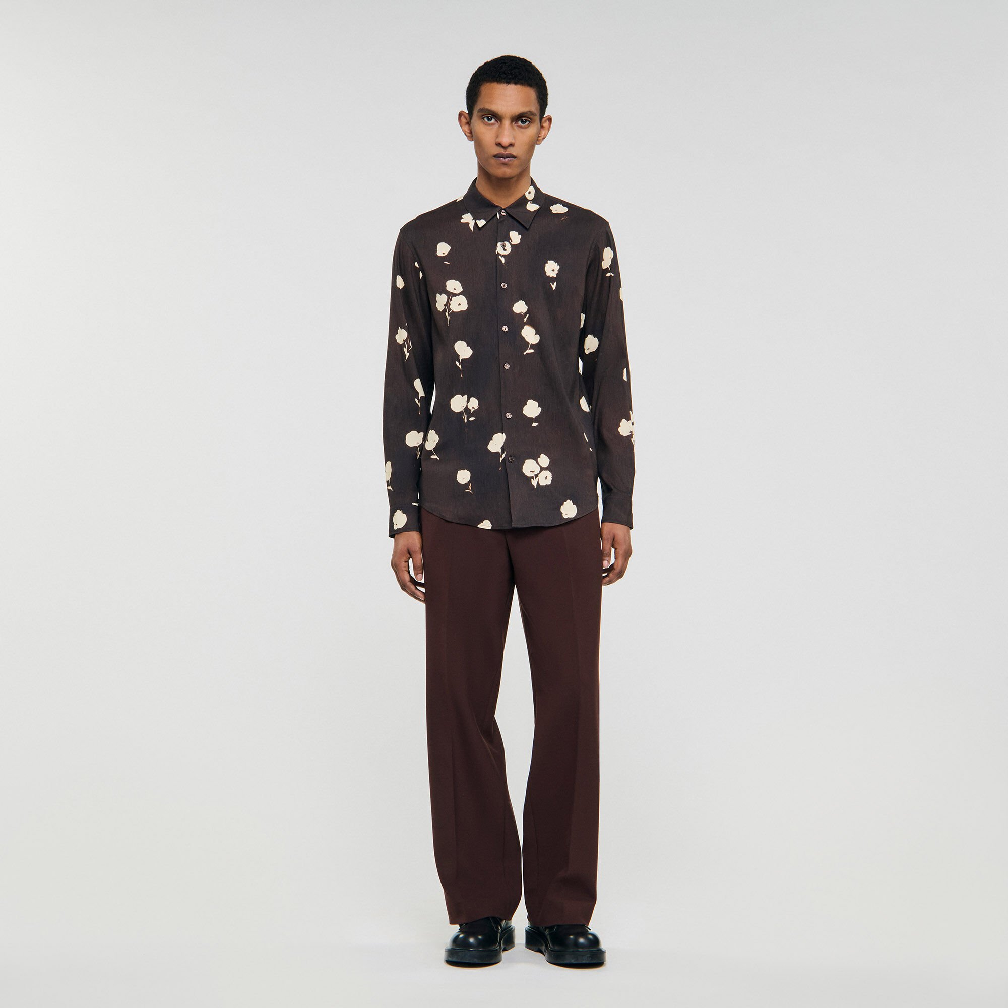 Floral print linen shirt