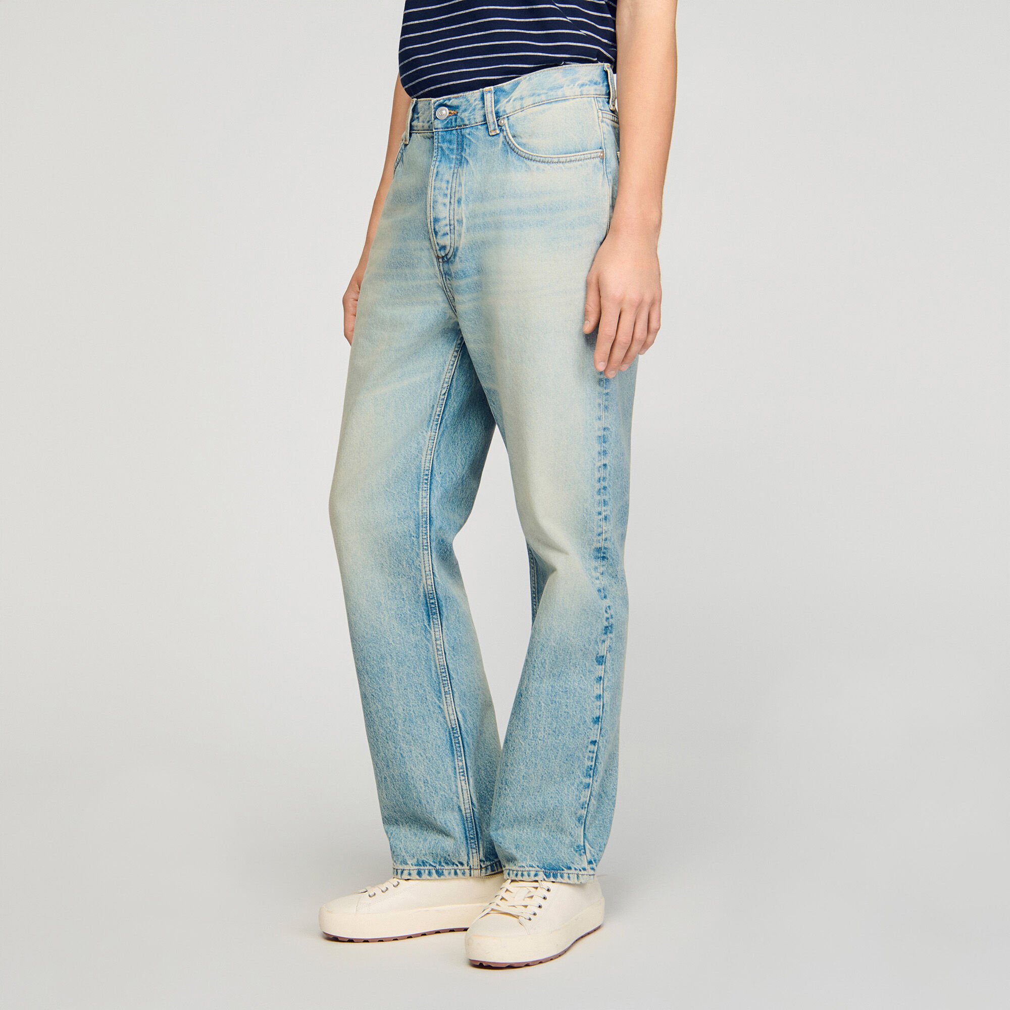 Faded wide-leg jeans