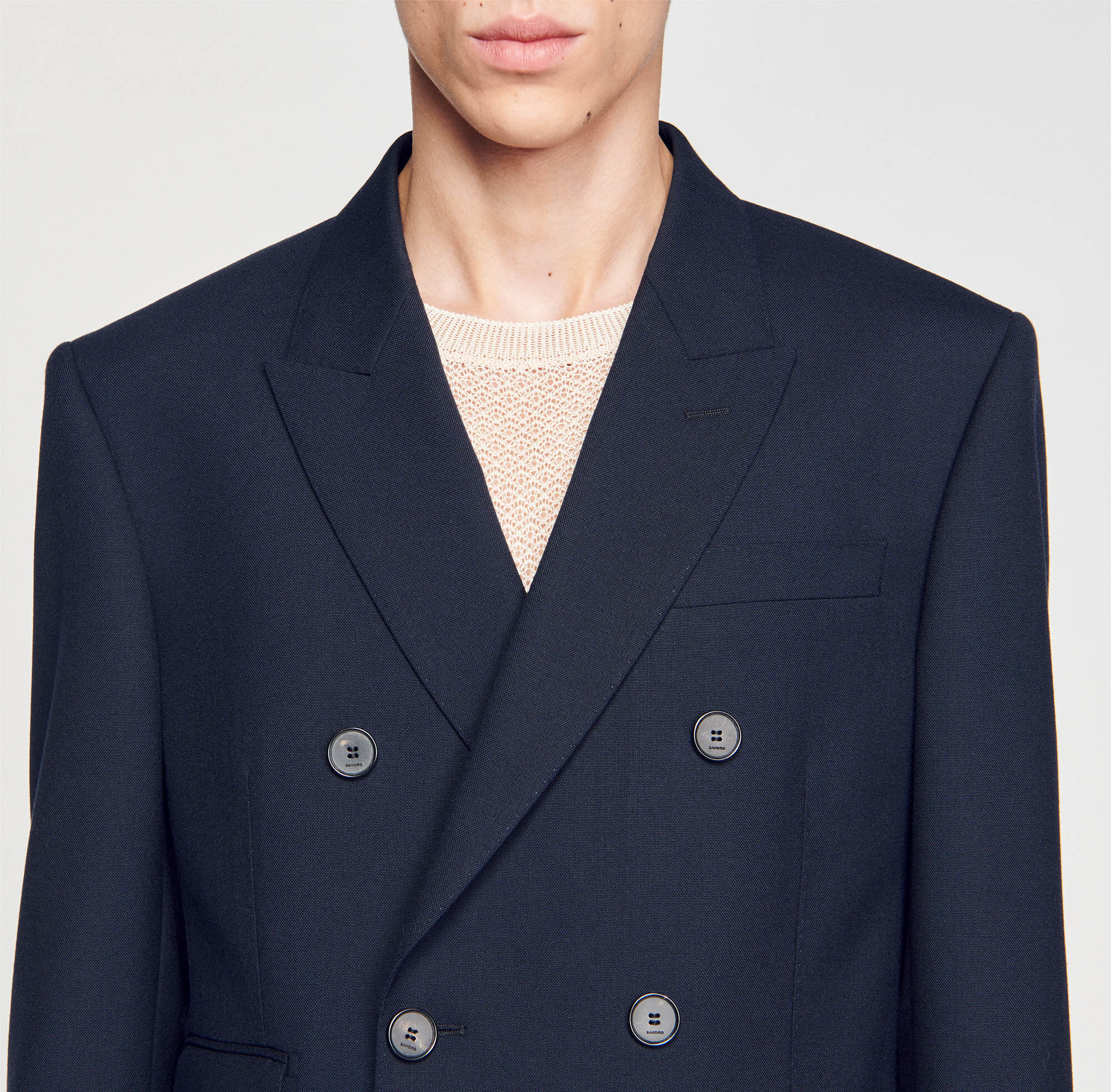 Double-breasted suit jacket blue for Men | Sandro Paris