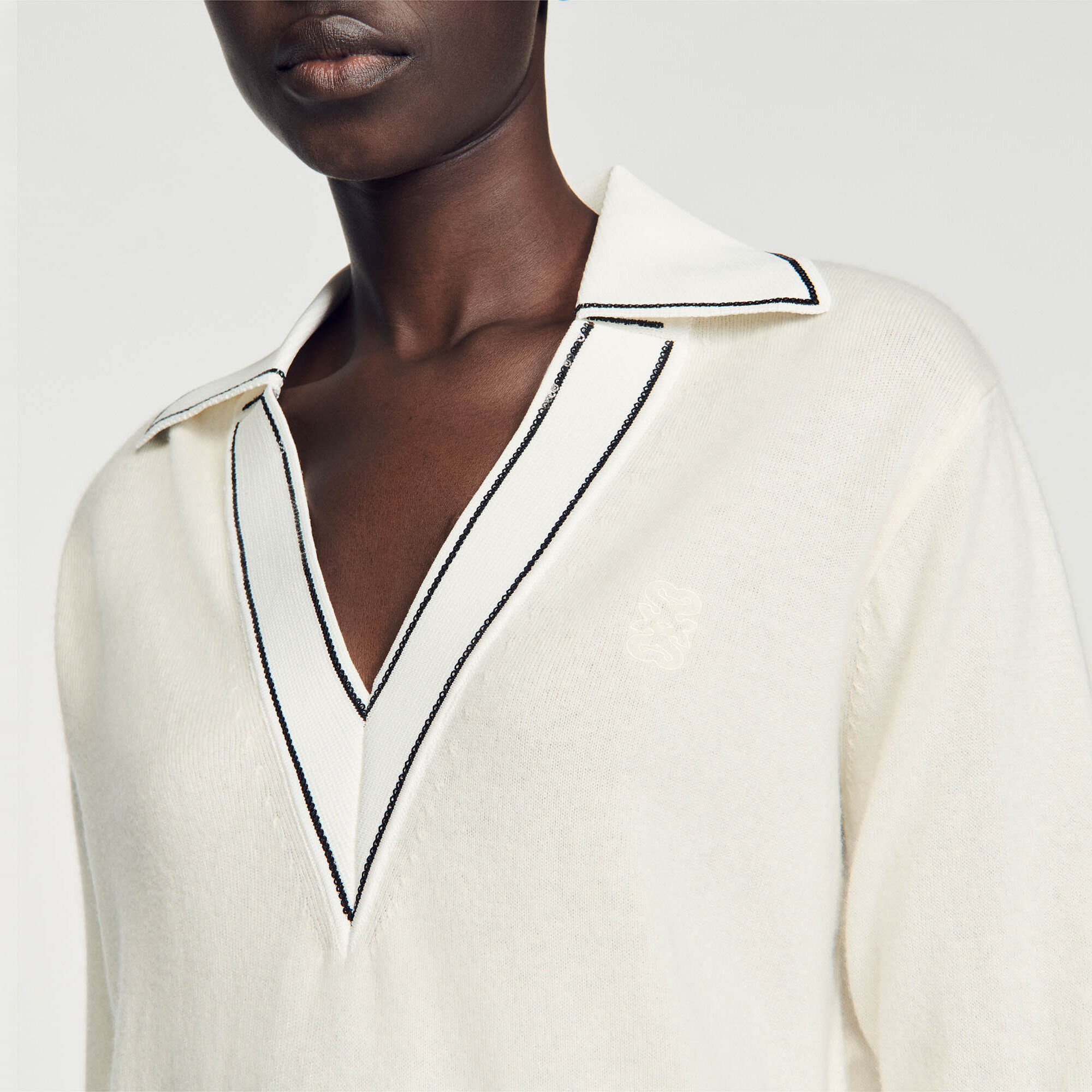 Jumper with polo shirt collar