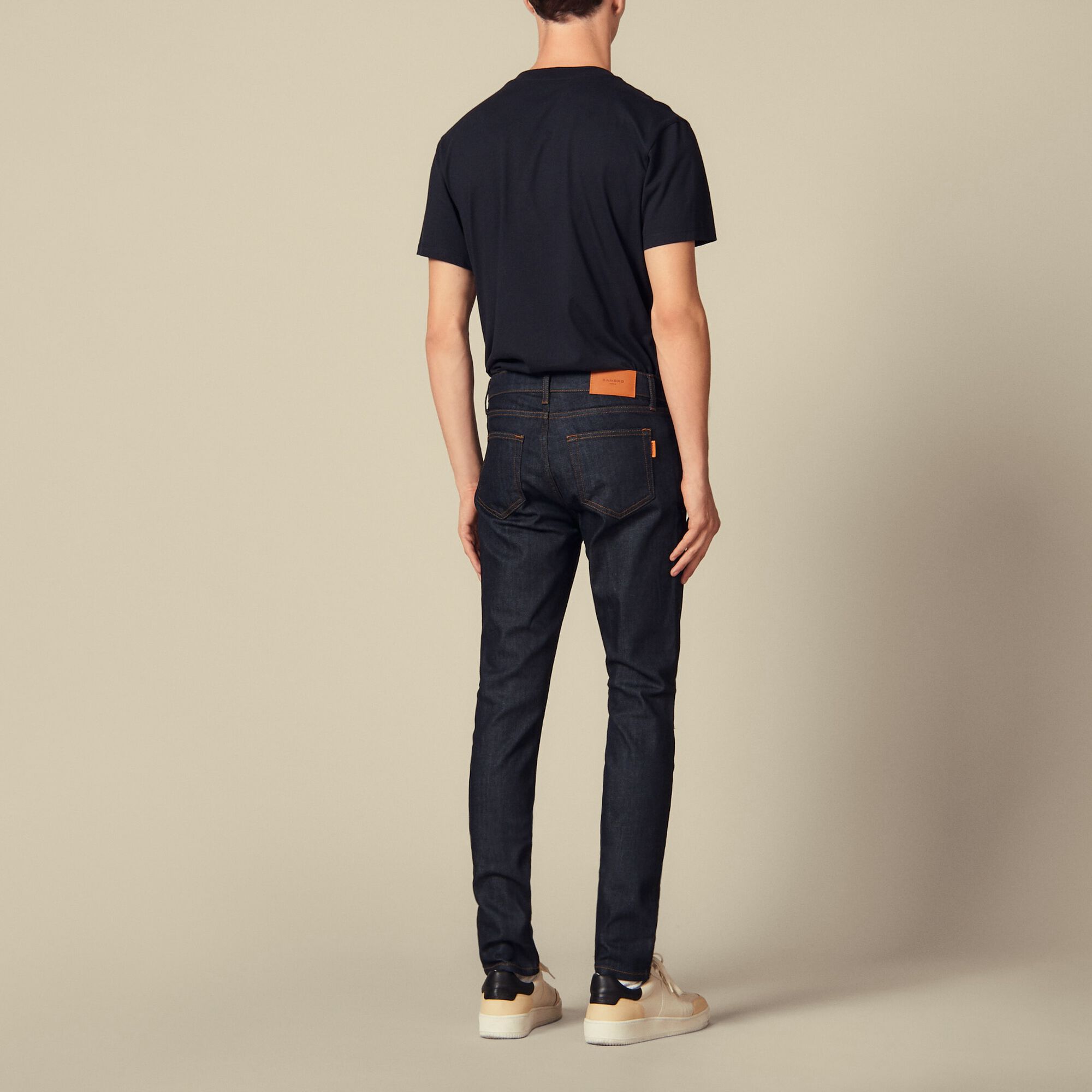 Raw denim skinny jeans