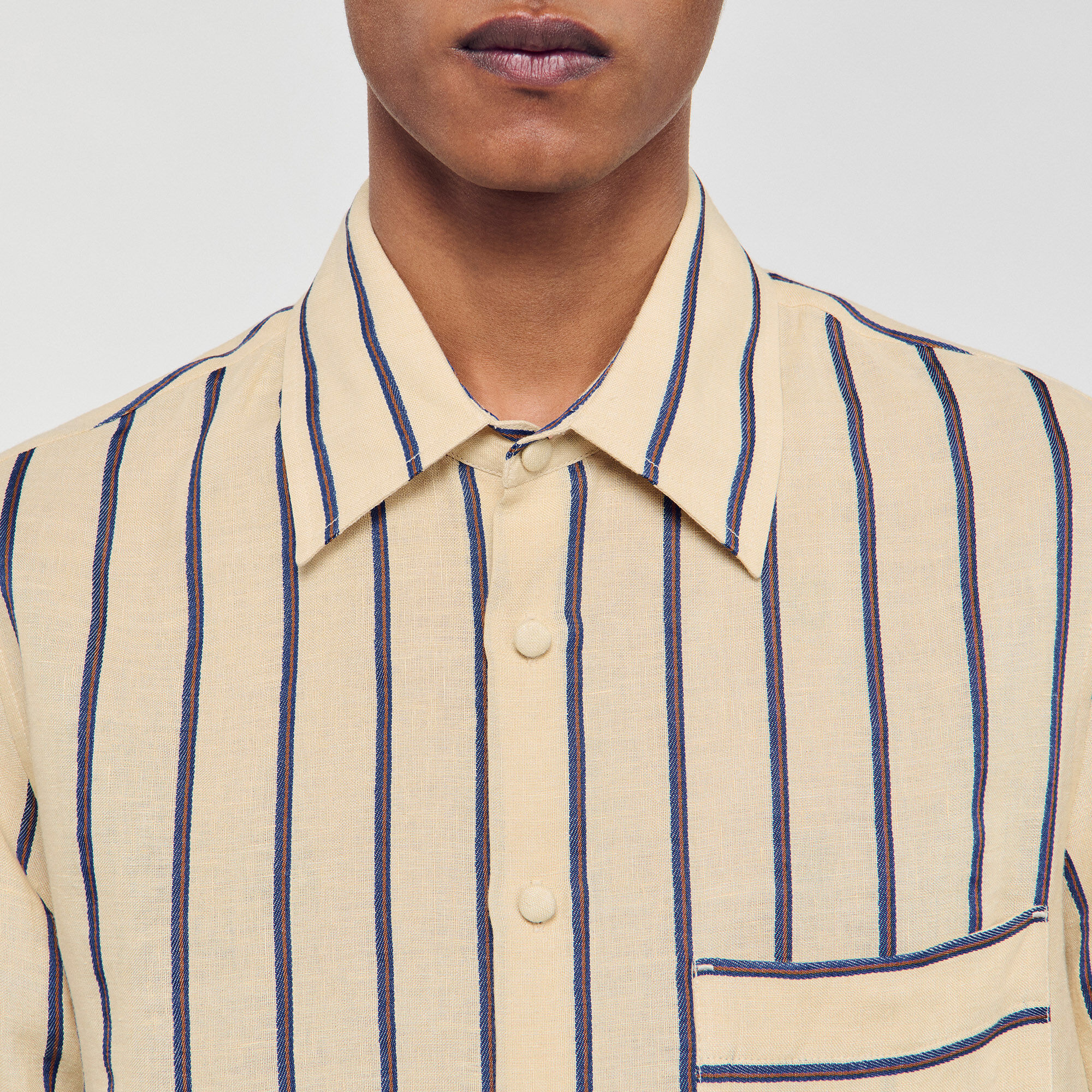 Sandro - sandro サンドロ シャツ Sandro embroidery T-shirt blue for Men | Sandro Paris