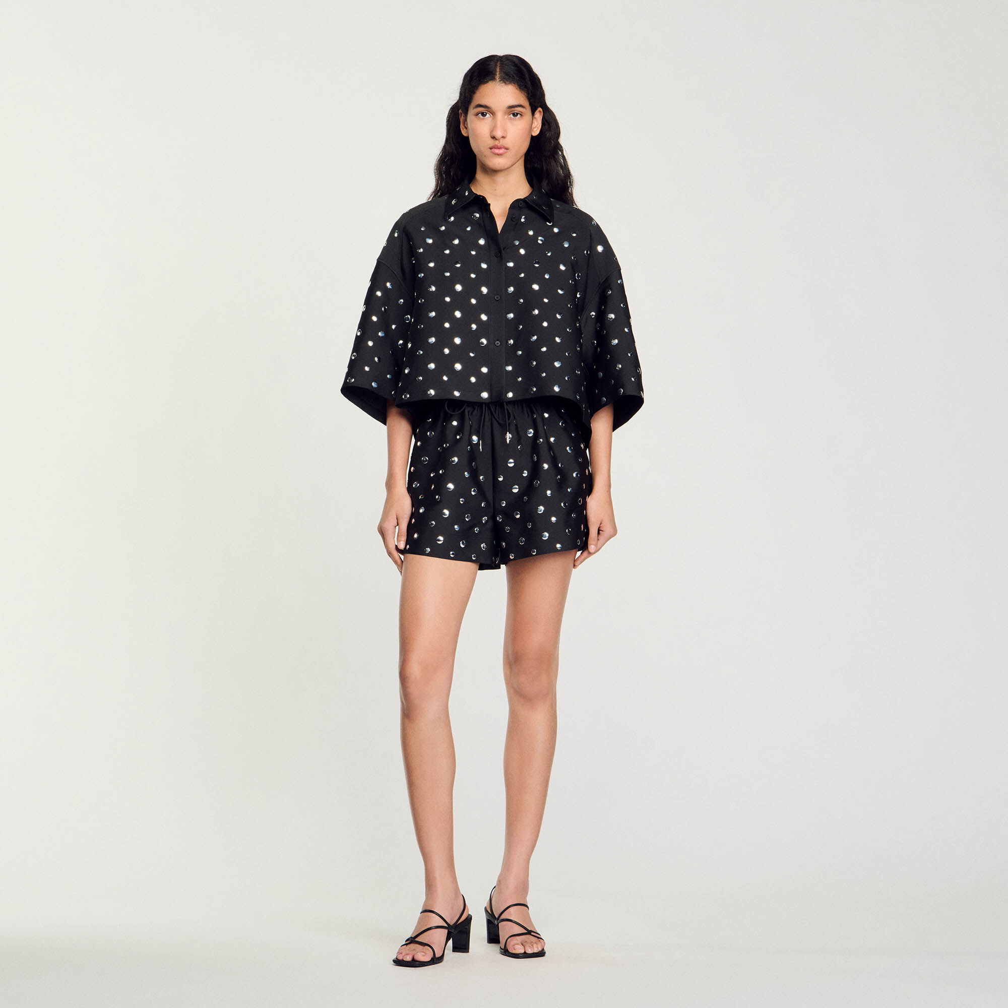Short skirt with pockets black / gray For Women | Sandro Paris