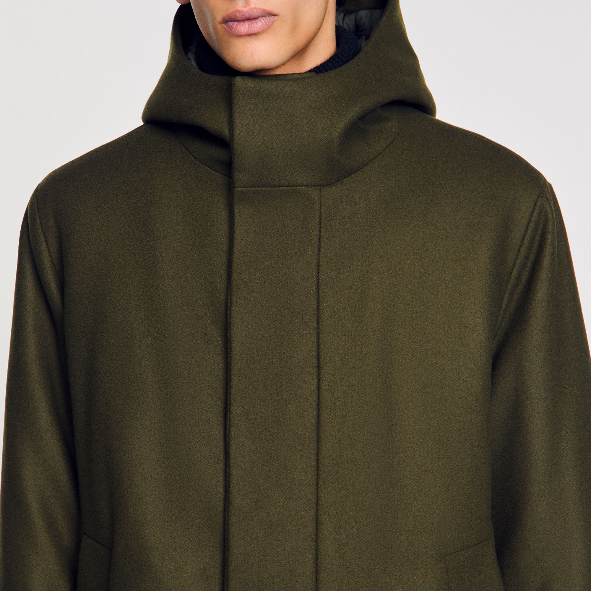 Hooded wool parka