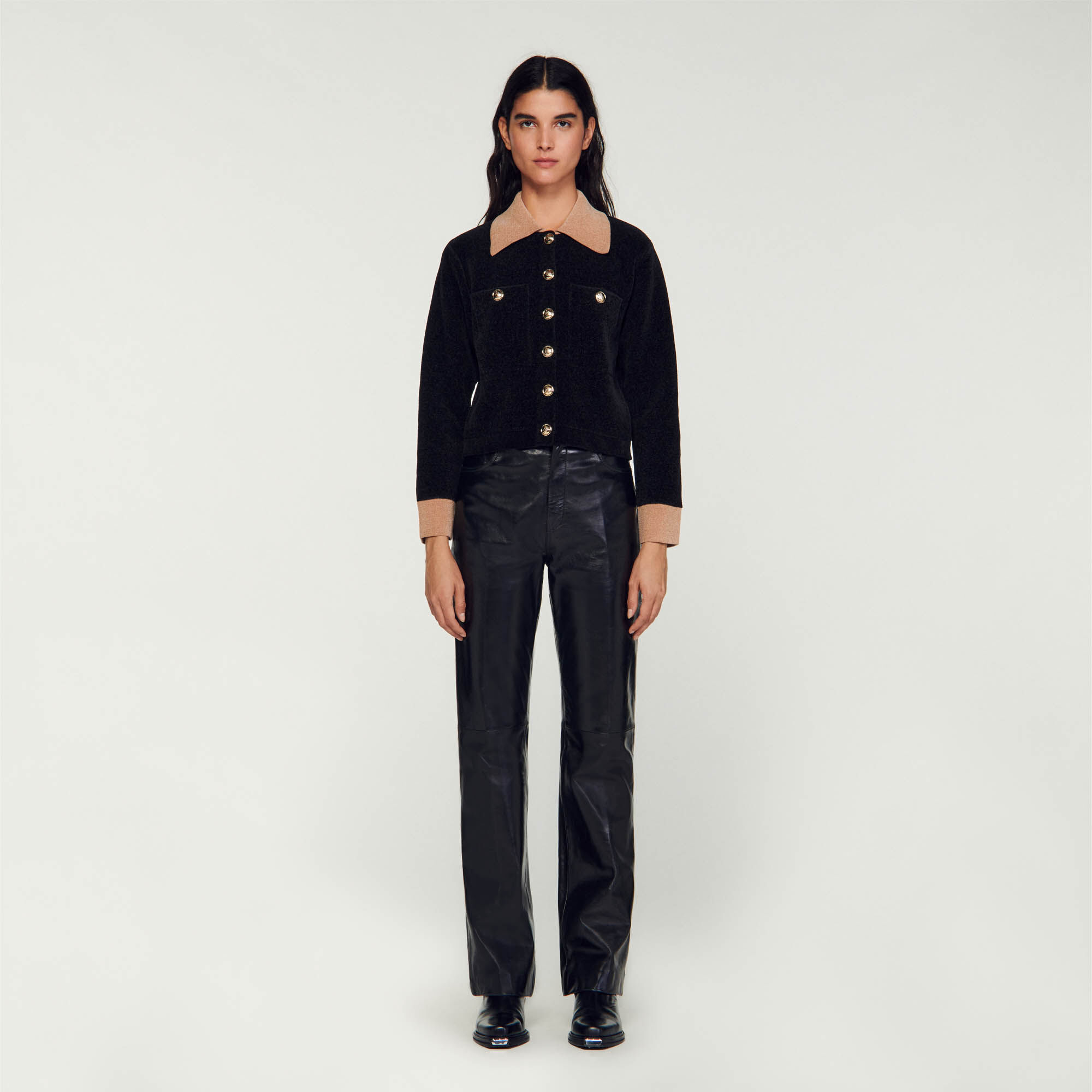 Sandro black denim jacket sales