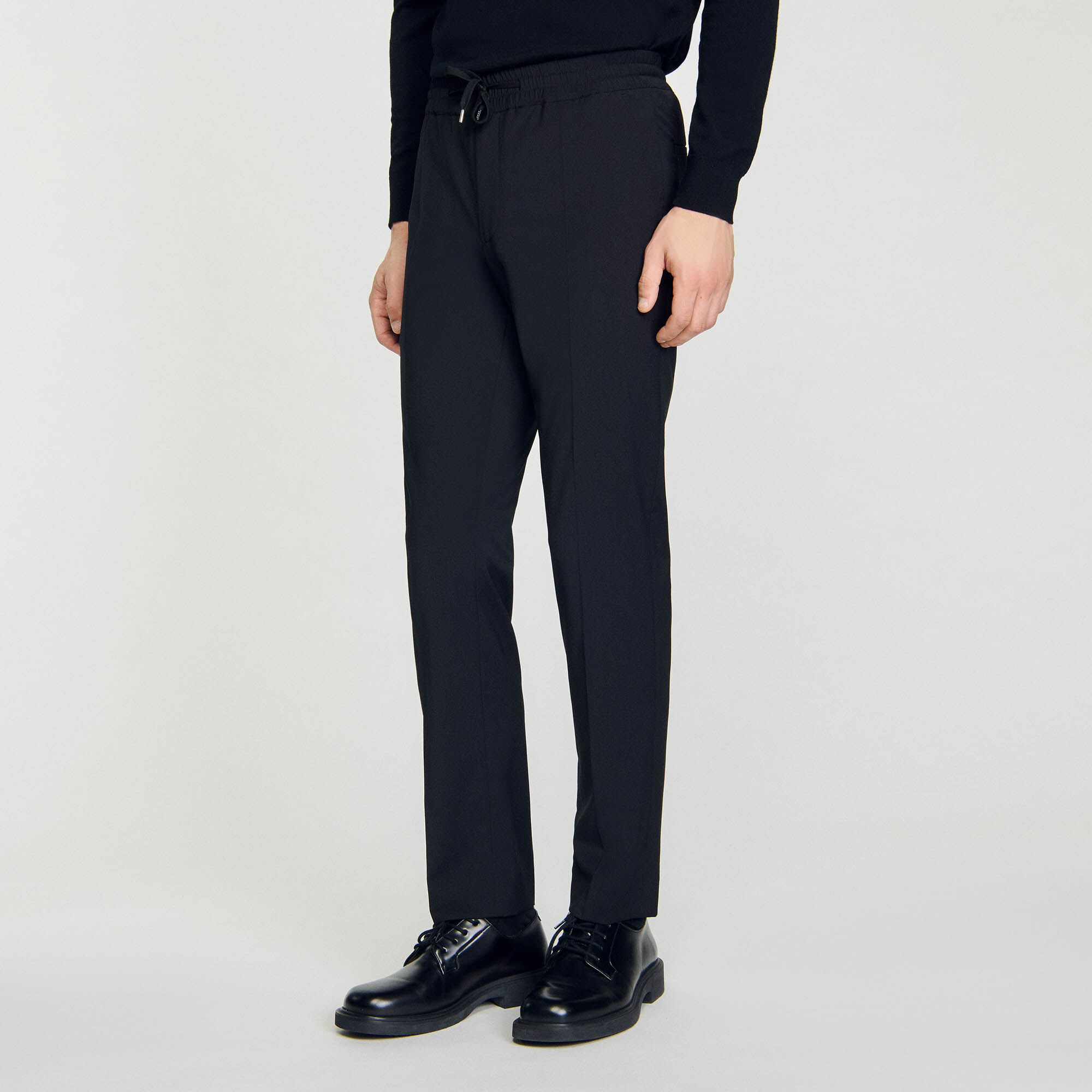 Elasticated straight-leg trousers