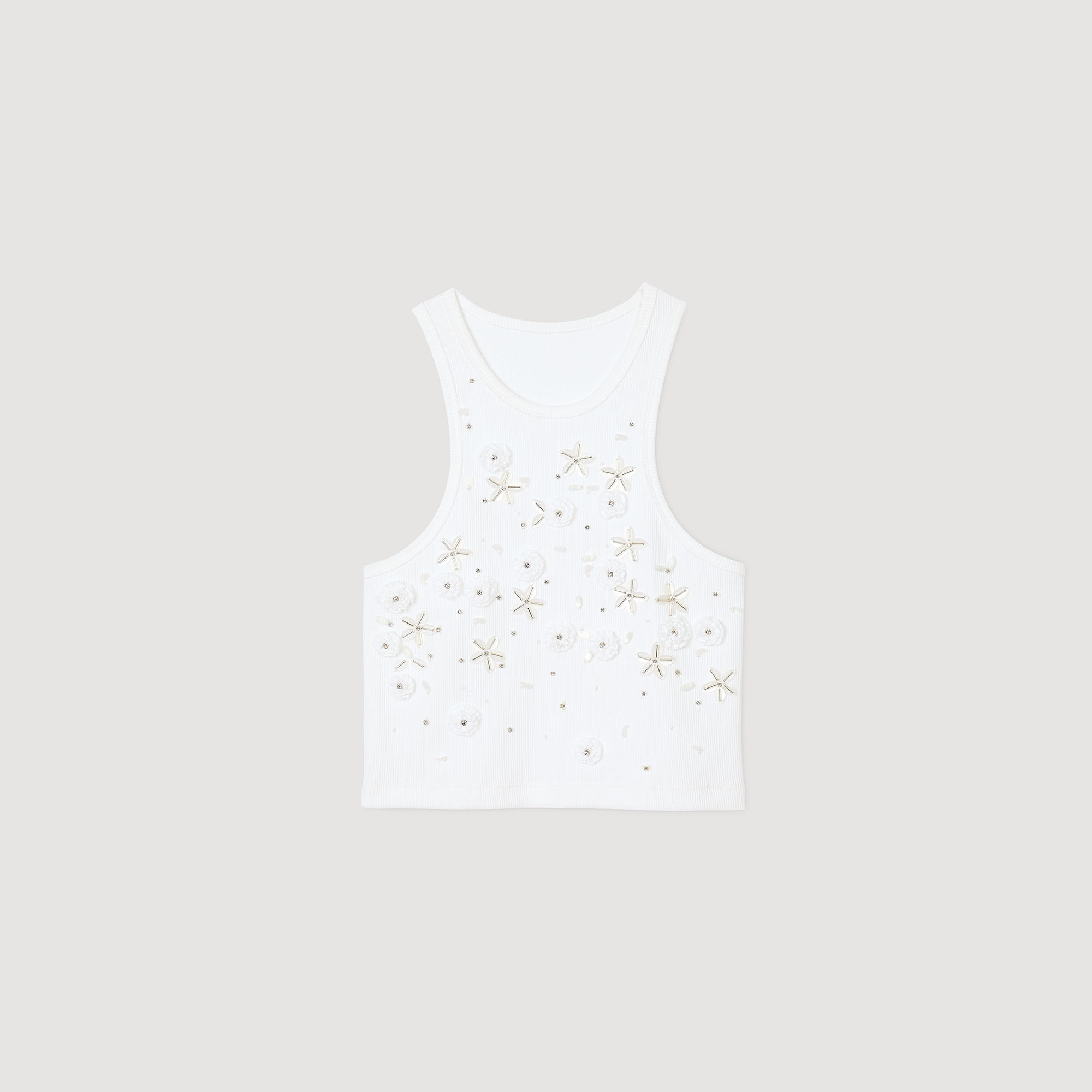 Beaded and rhinestone tank top
