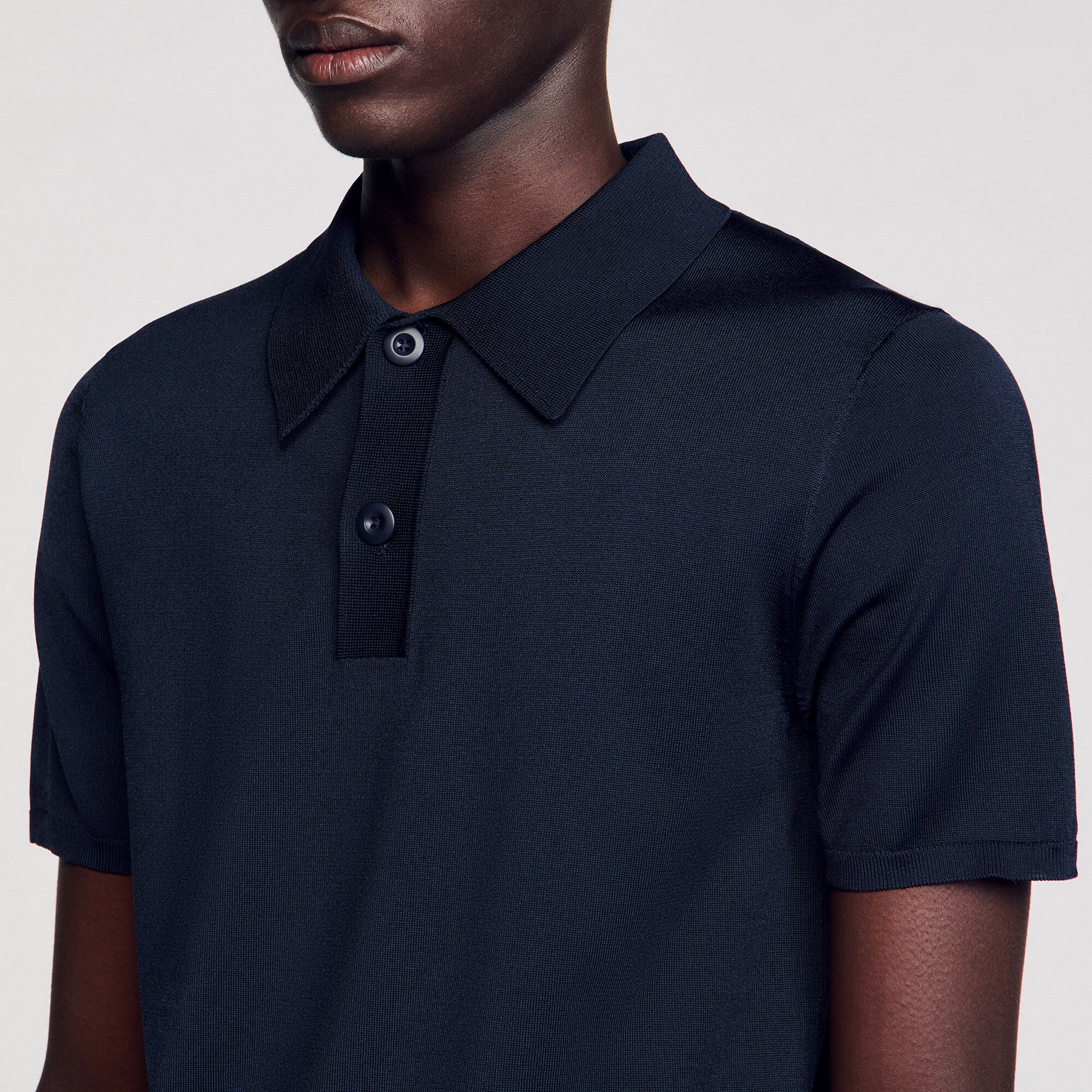 Short-sleeve knitted polo shirt